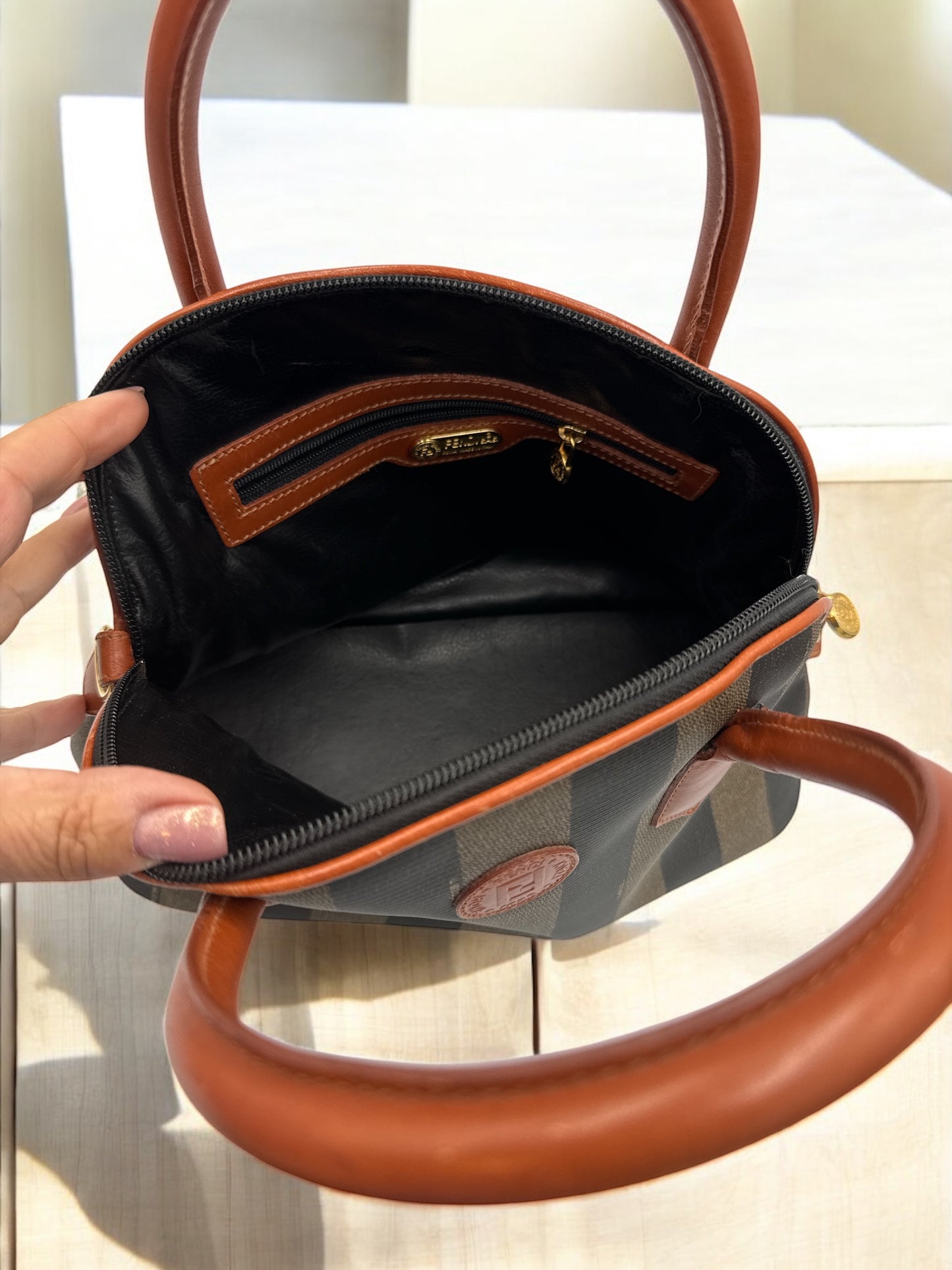 Fendi Pequin Alma Handbag