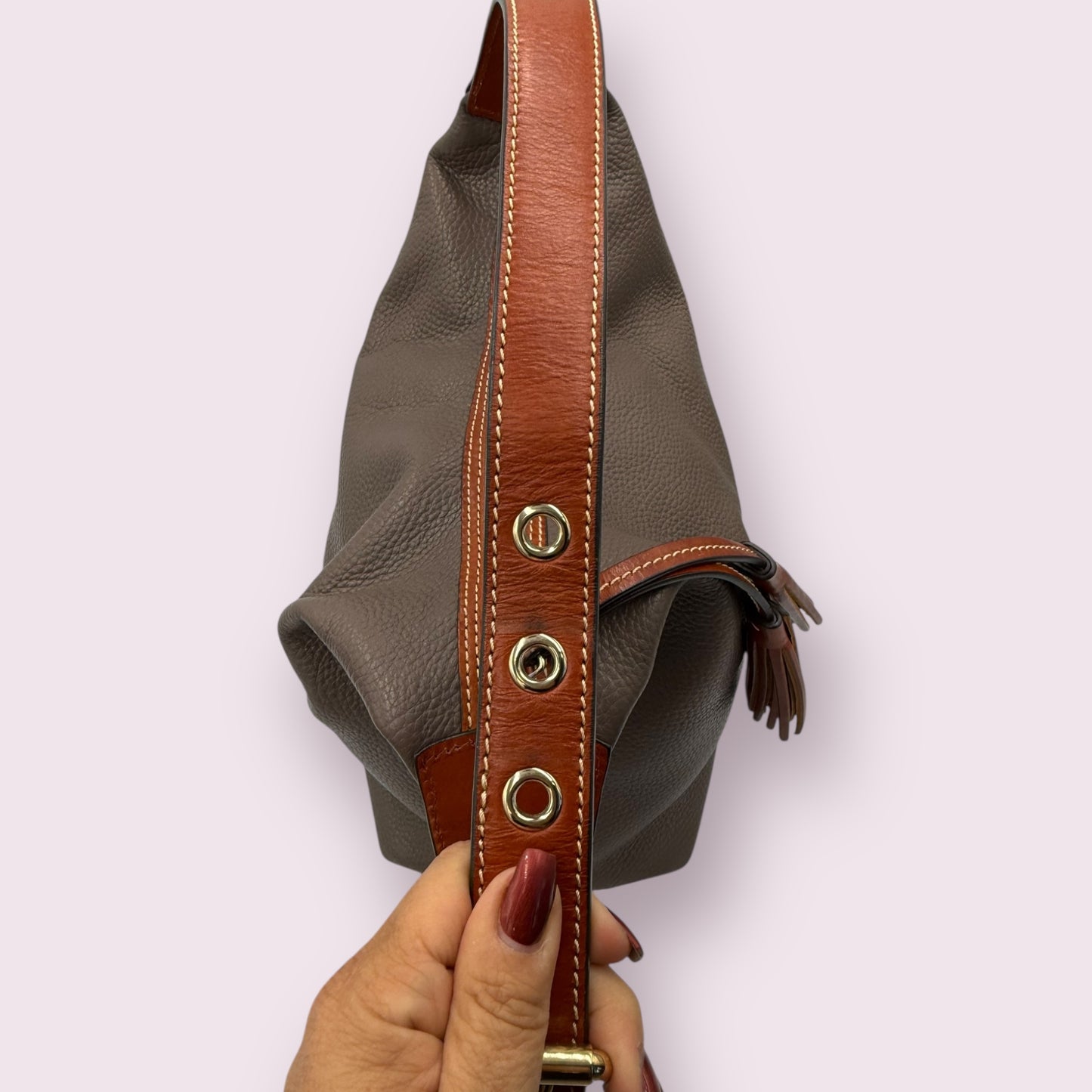 Dooney and Bourke Patterson Paige Sac Hobo Bag in Taupe