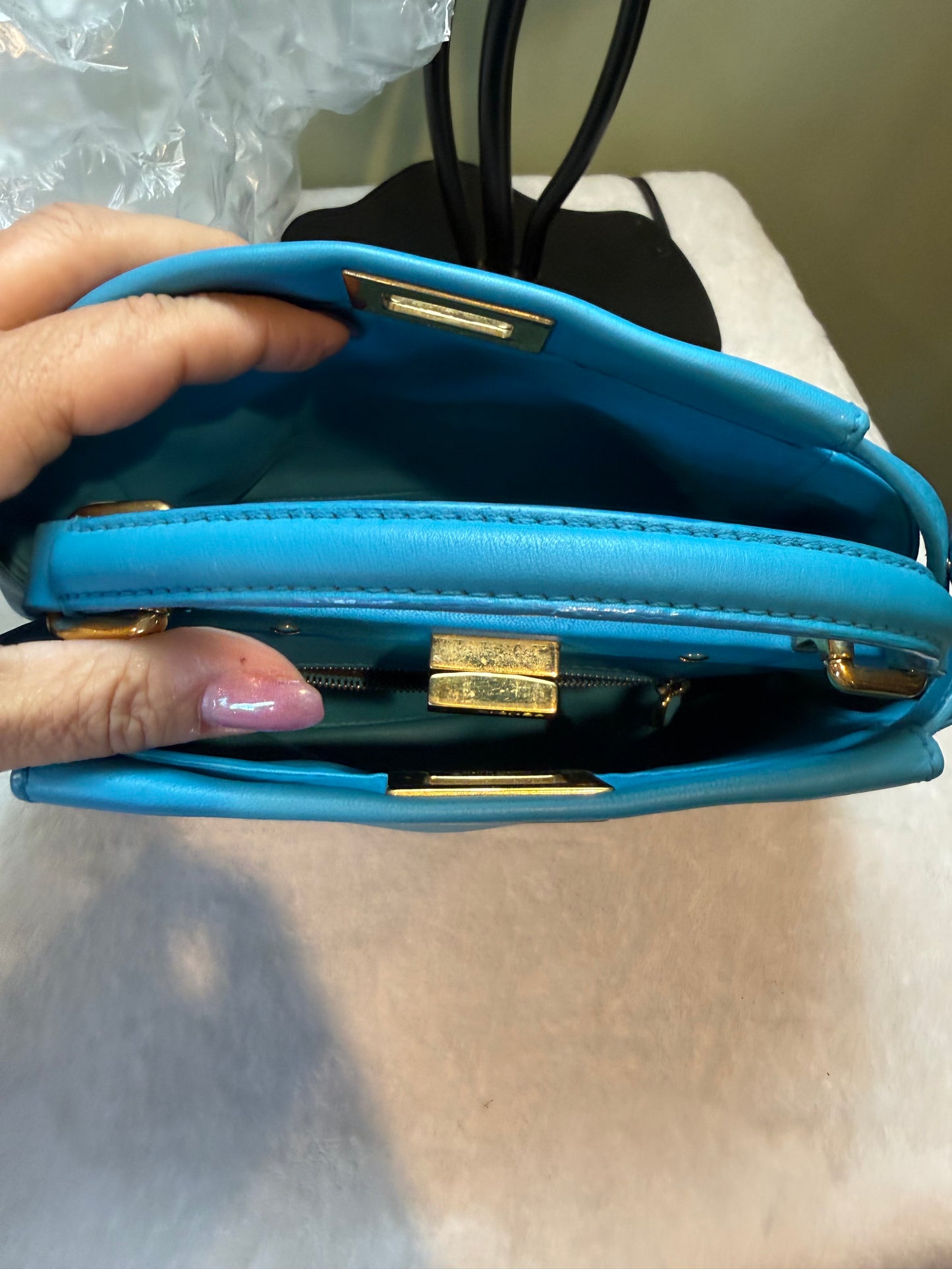1817. Fendi Blue Nappa Mini Peekaboo