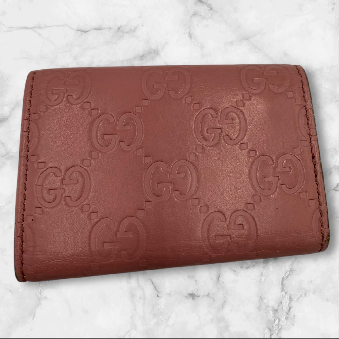 Gucci Pink Guccisima Leather 6 Ring Key Case