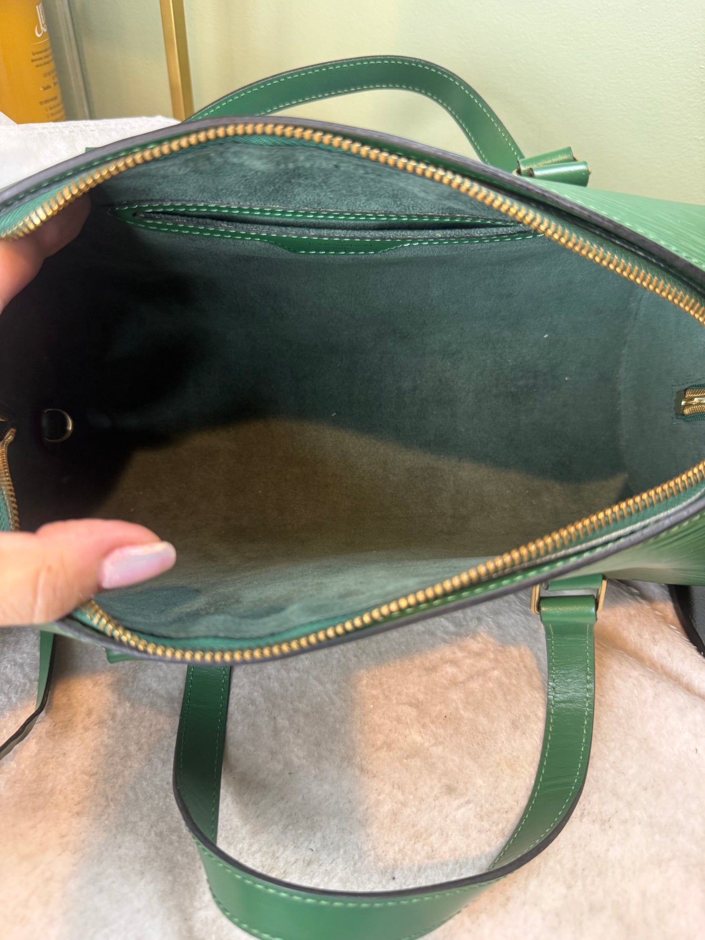 1201. Louis Vuitton Green Epi Soufflot Handbag