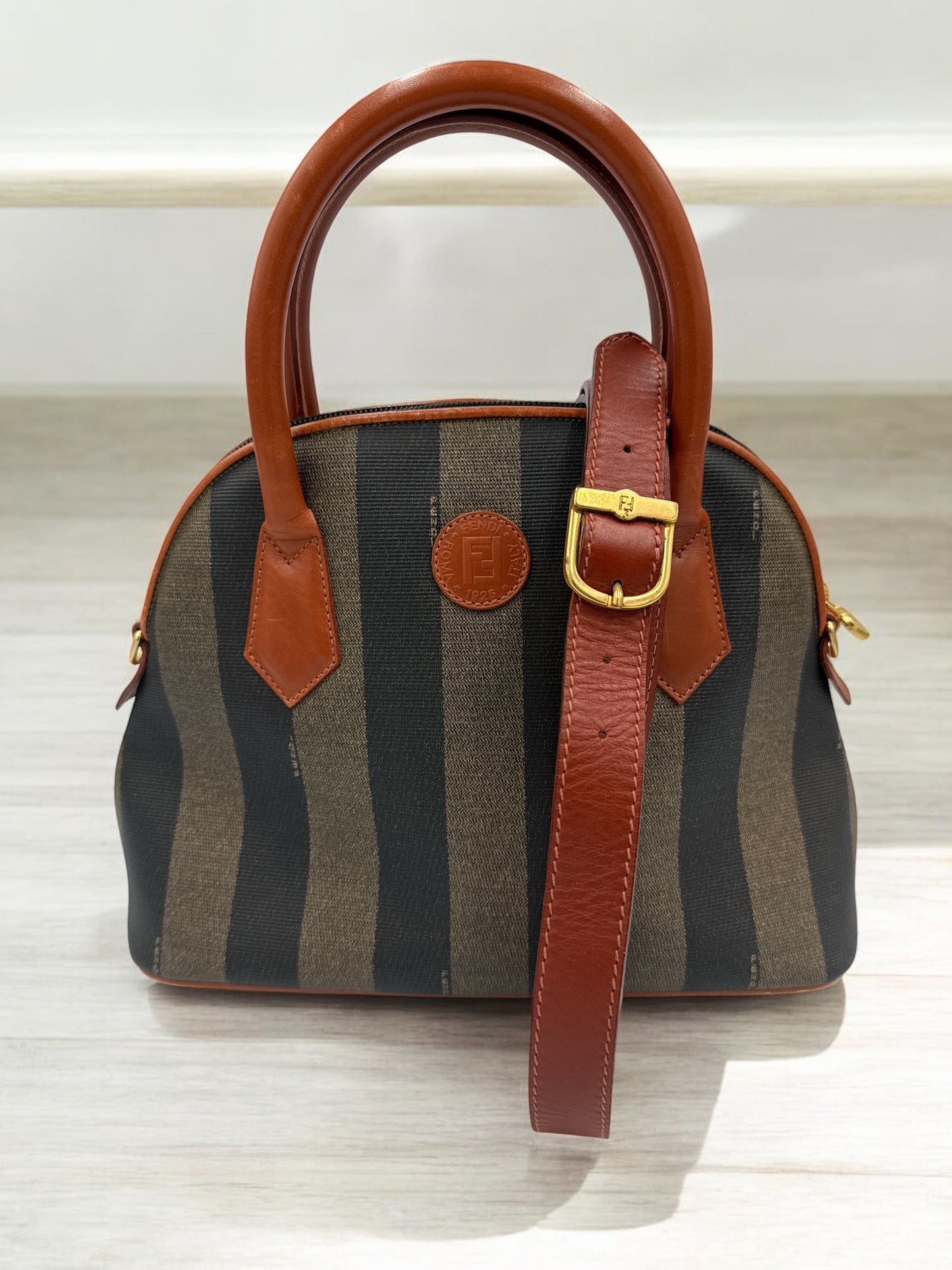 Fendi Pequin Alma Handbag