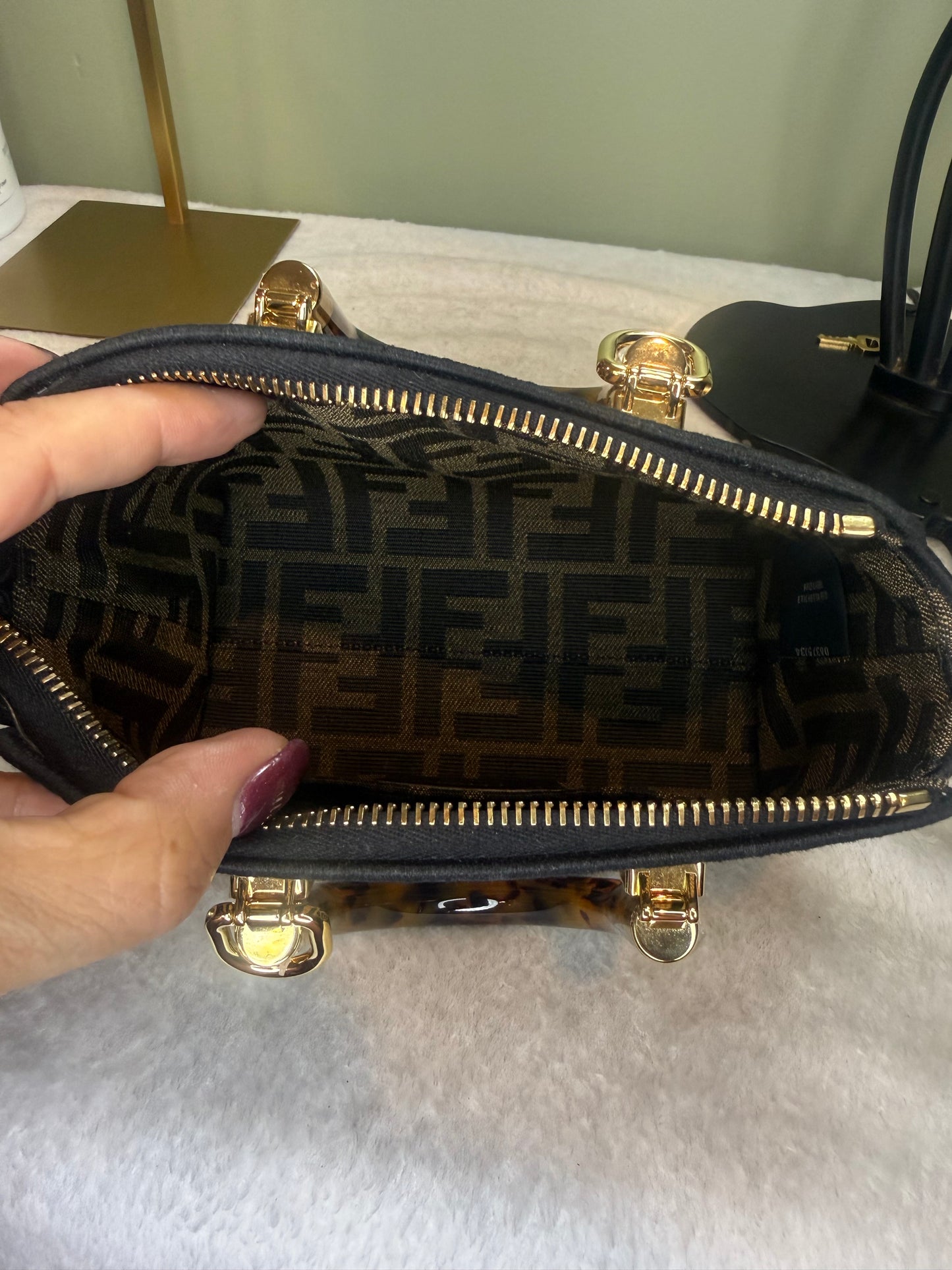 1358. Fendi By The Way Mini Handbag in Natural Raffia