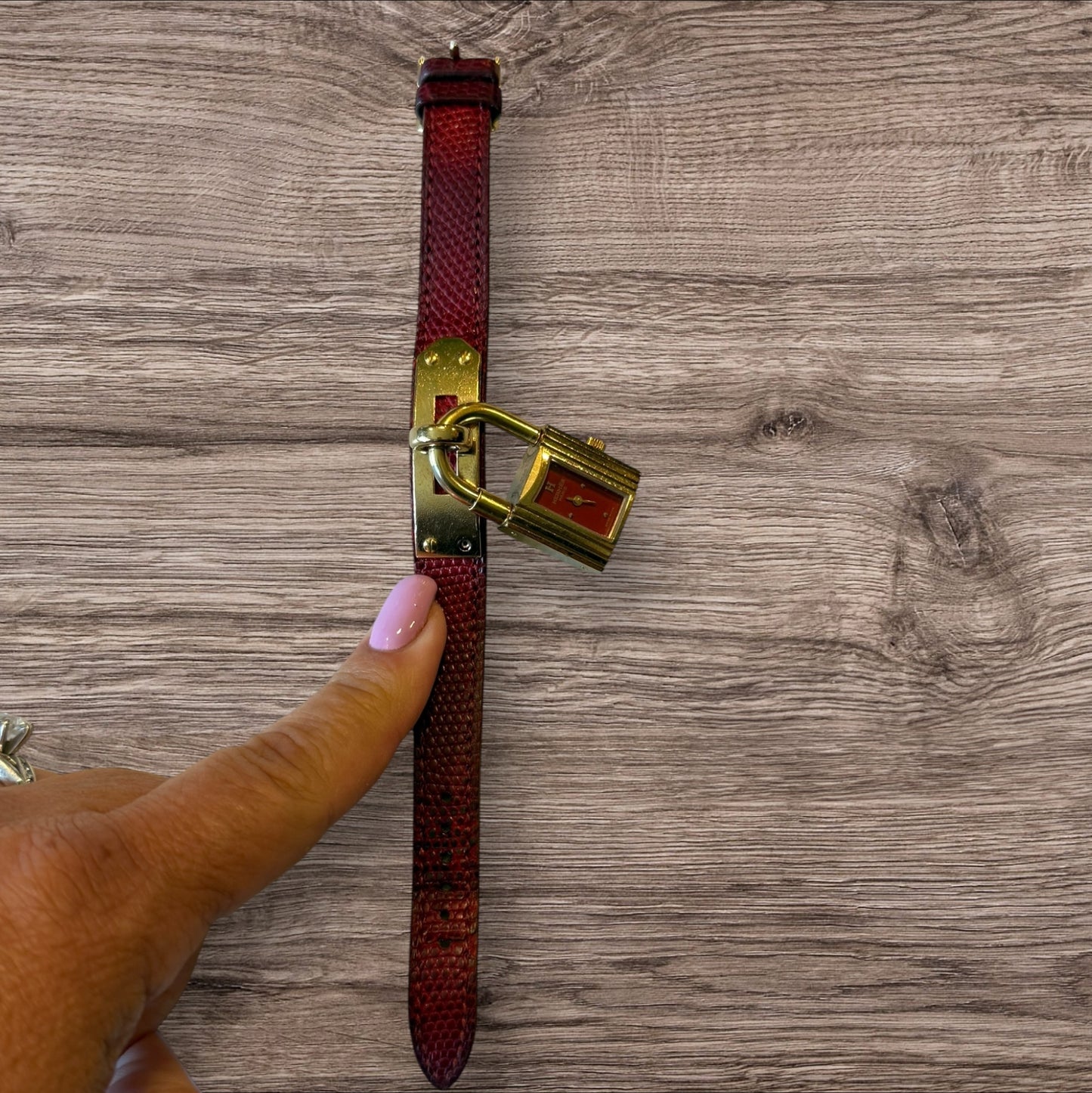 HERMES Kelly Watches Quartz bordeaux Dial Vintage Cadena
