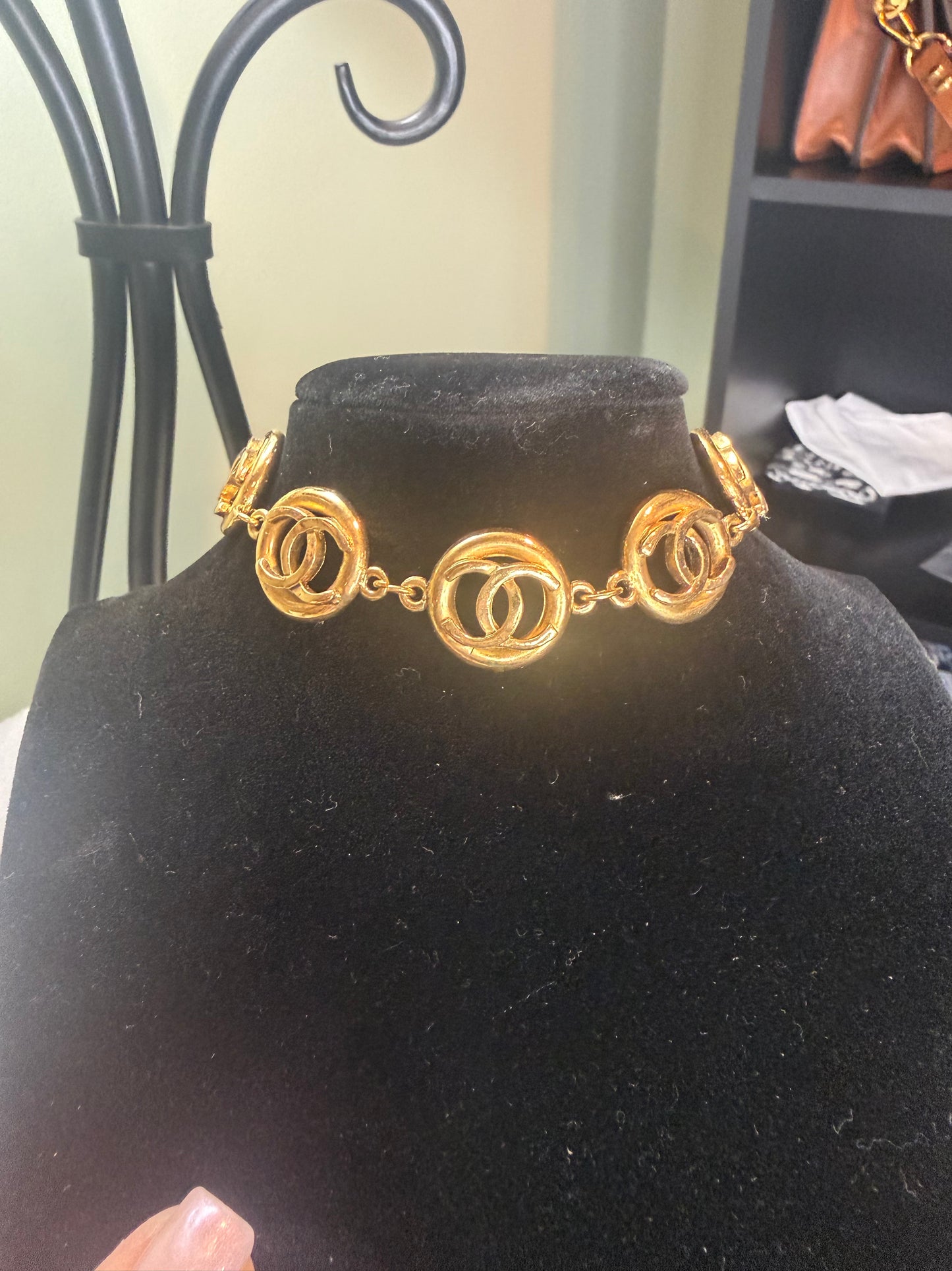 894. Chanel Vintage CC Logo Gold plated Bracelet