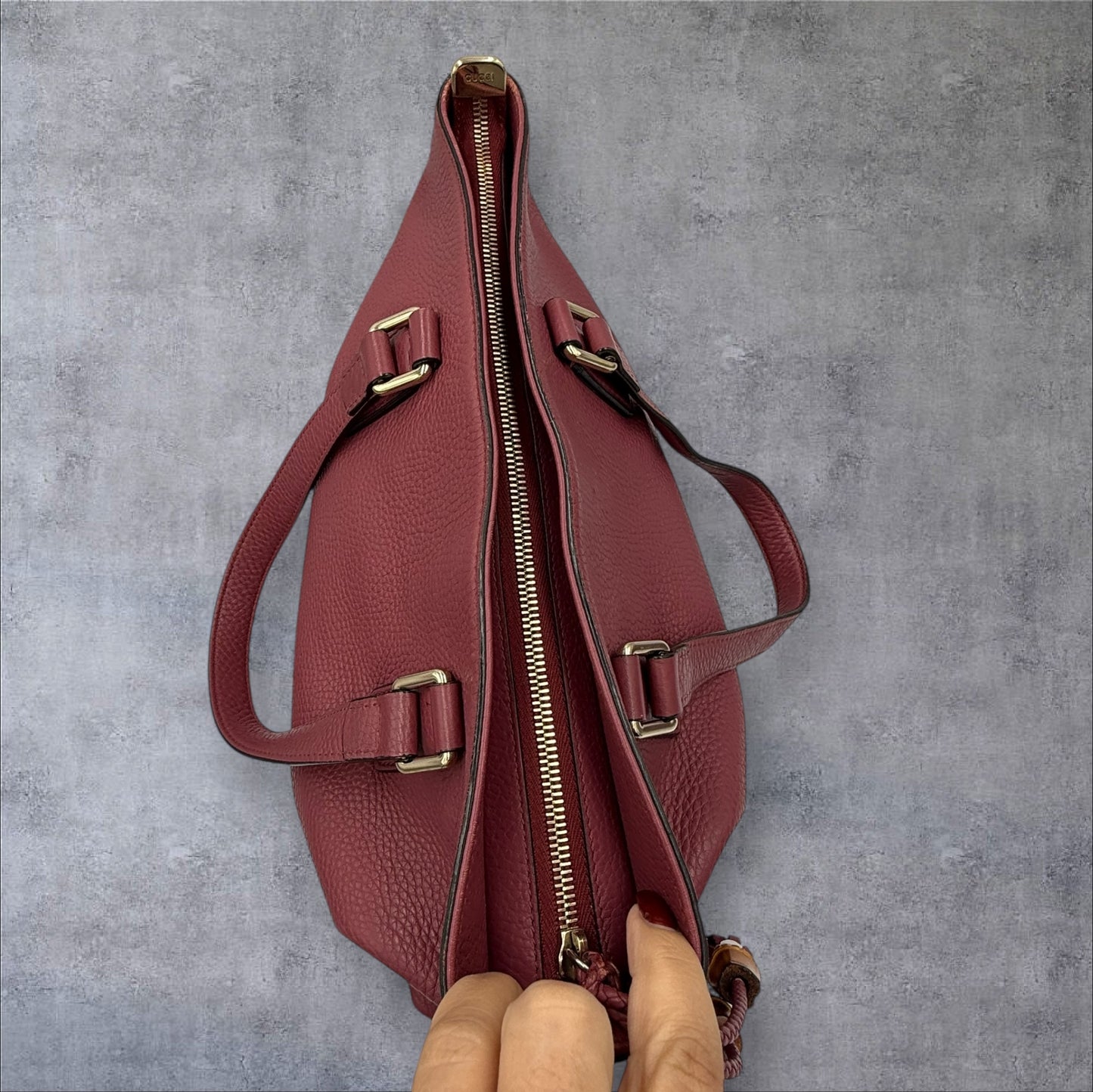 Gucci Pink Bamboo Tassel Leather 2 way Tote
