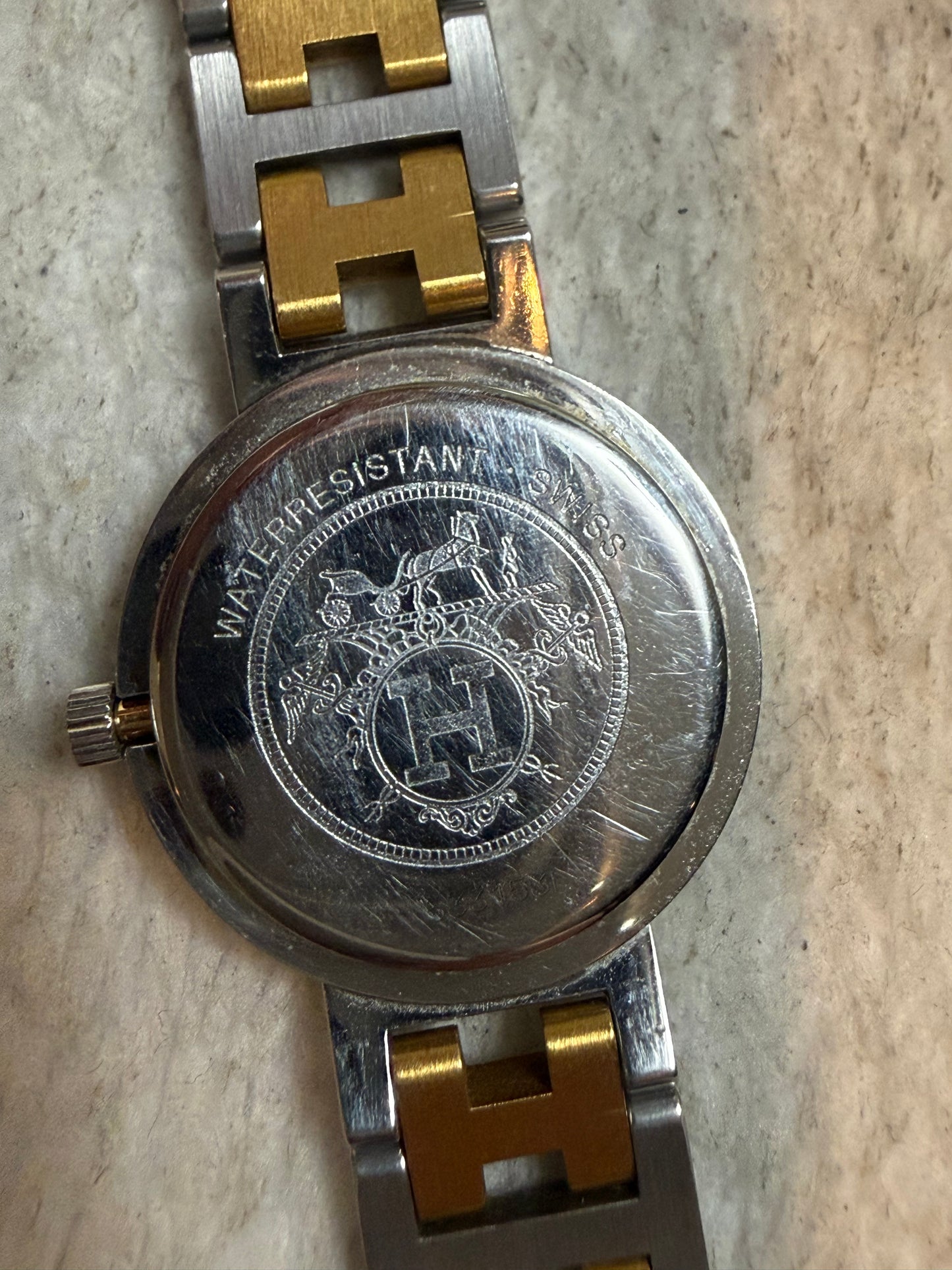 1653. Hermes Two Toned Clipper Watch