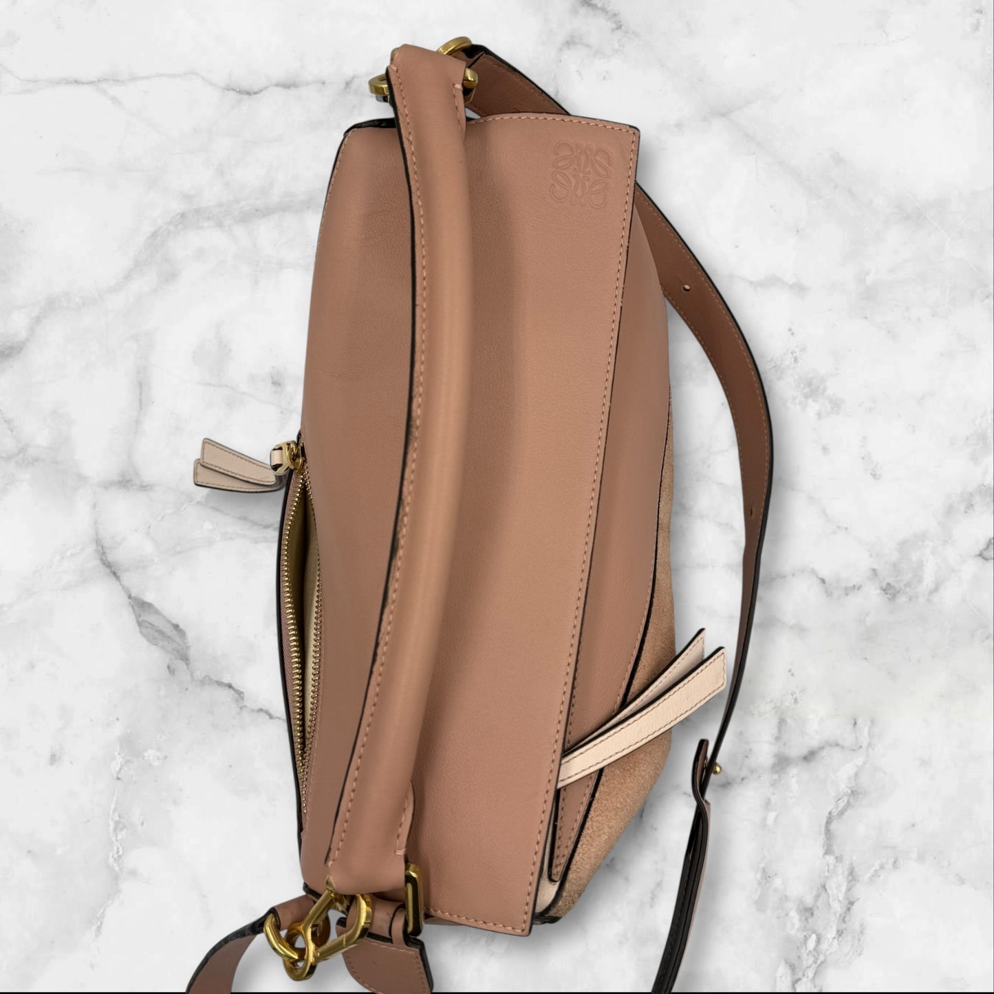 Loewe Multicolor Calfskin Suede Medium Puzzle Bag - Pink