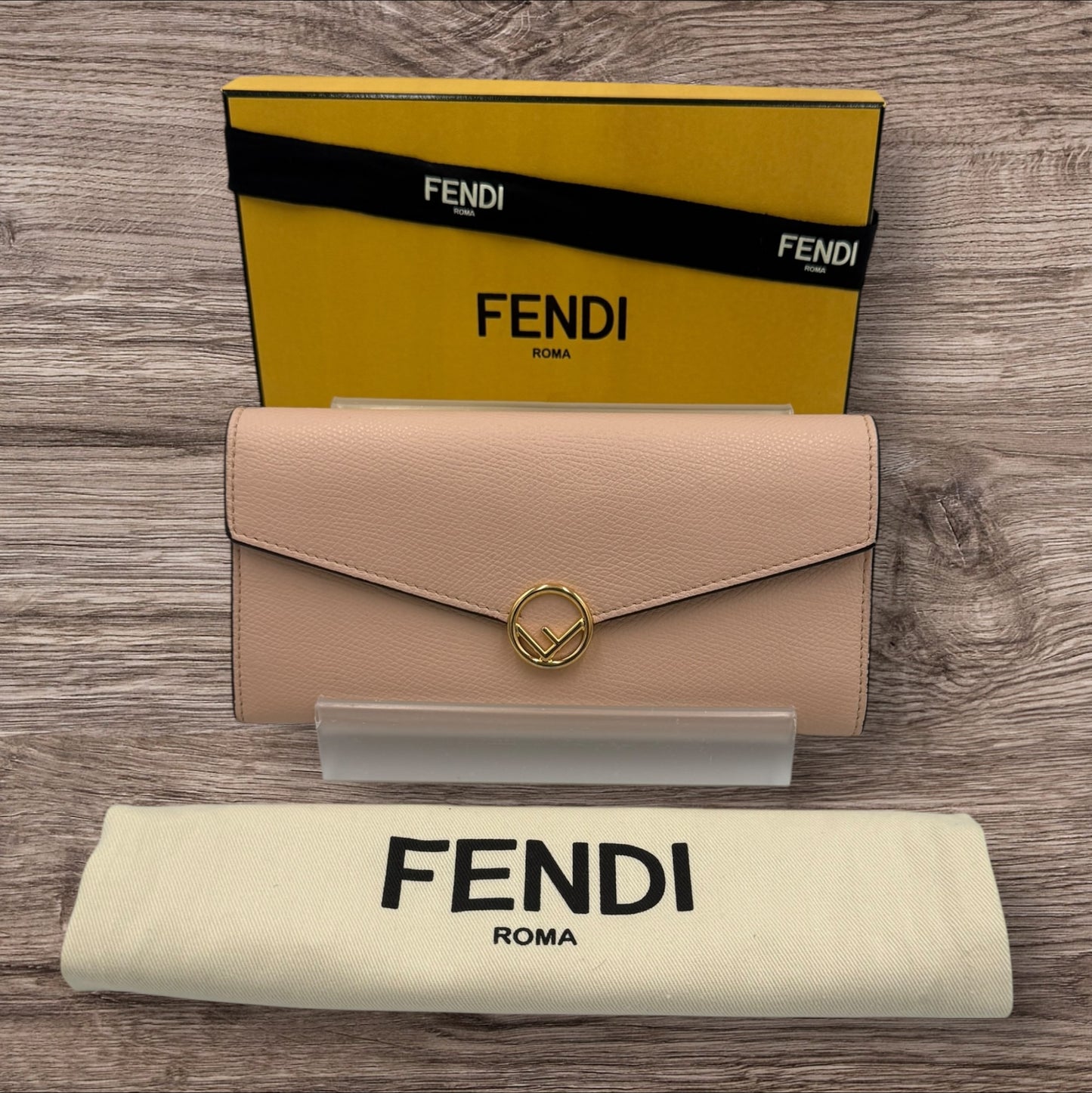 Fendi Leather F Is Fendi Long Wallet Light Rose