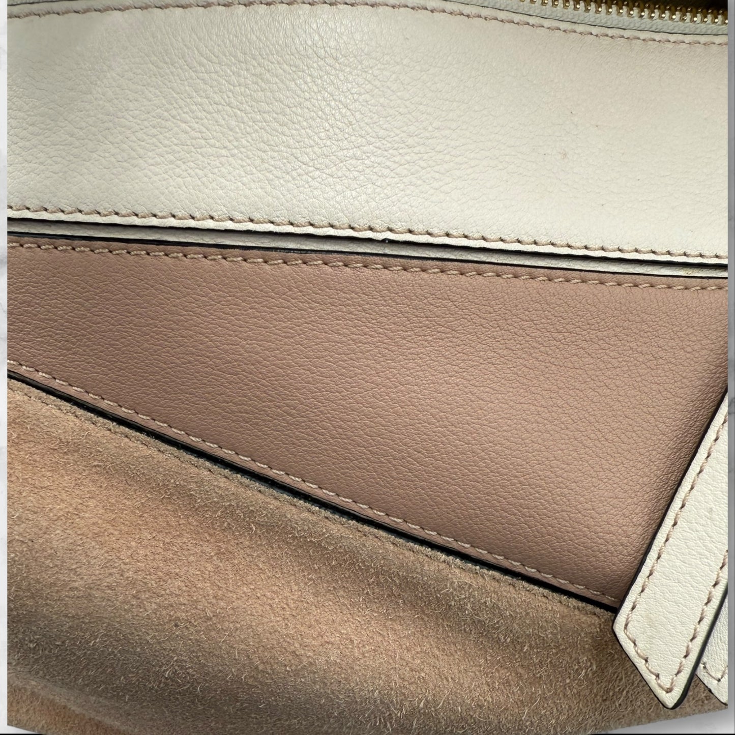Loewe Multicolor Calfskin Suede Medium Puzzle Bag - Pink