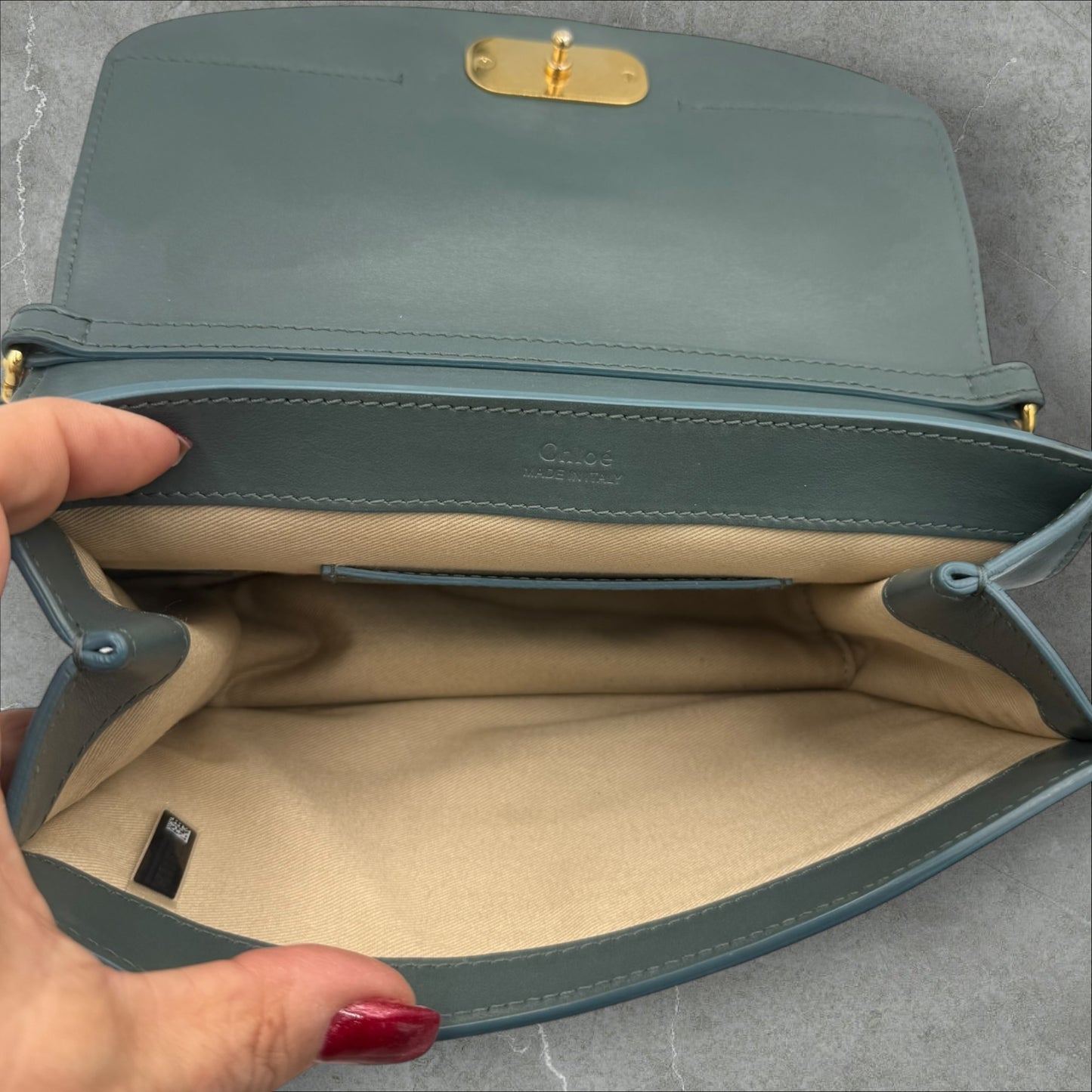 316. Chloe Leather C Smog Blue Shoulder Bag