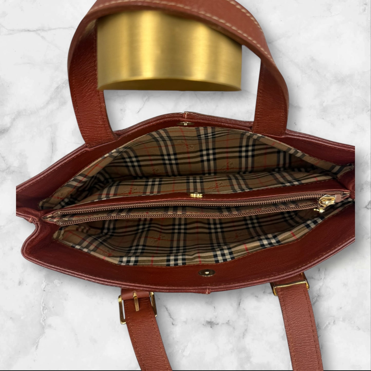 Burberrys Brown Leather Vintage Tote bag