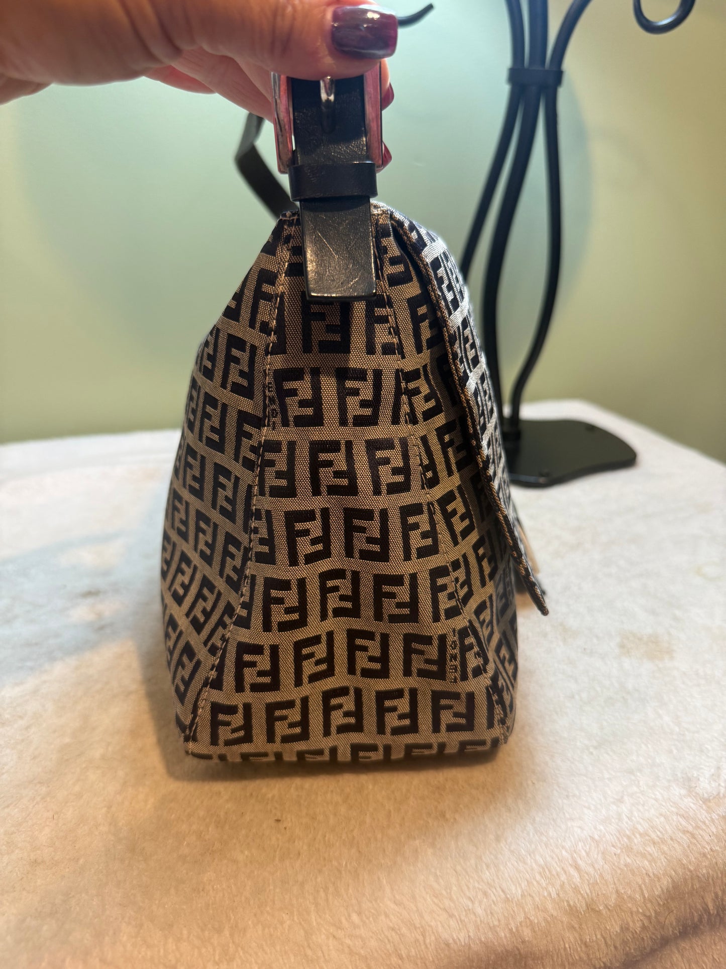 1675. Fendi Zucca Mama Baguette in Navy
