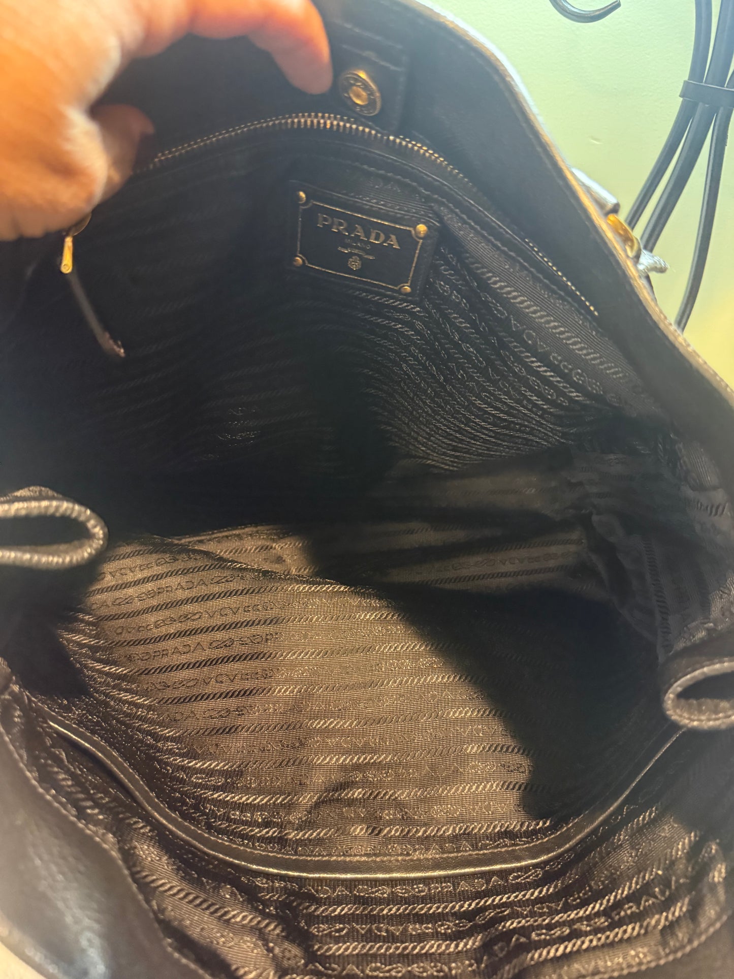 1661. Prada Black Vitello Daino Leather Tote