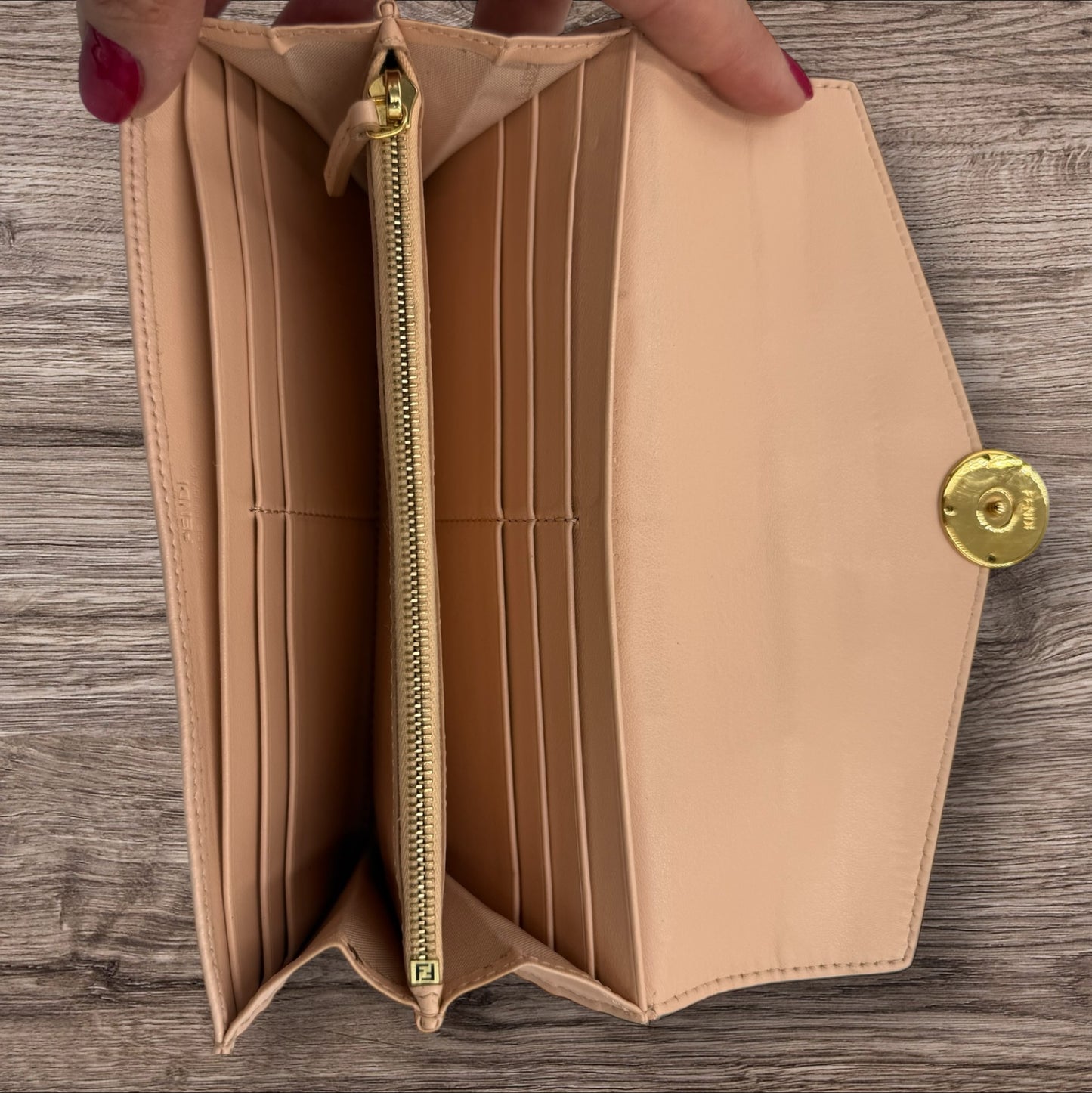 Fendi Leather F Is Fendi Long Wallet Light Rose