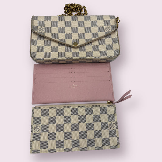 Louis Vuitton Damier Azur Felicie Pochette with both Inserts