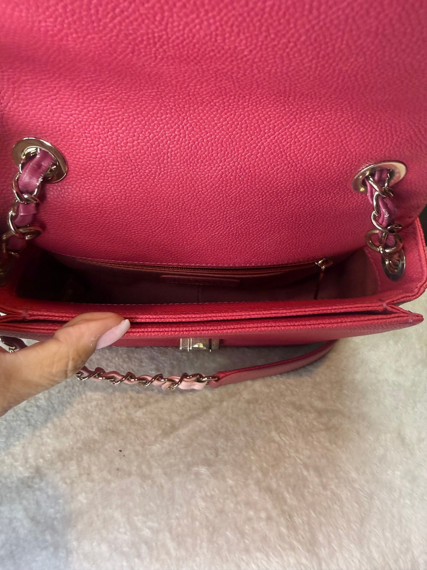 1378. Chanel Pink Paris-Cuba Caviar Thread Around two way bag