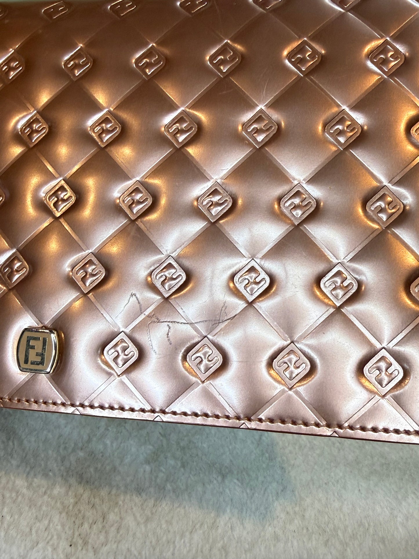 834. Fendi Fendilicious Rose Gold Wallet on Chain