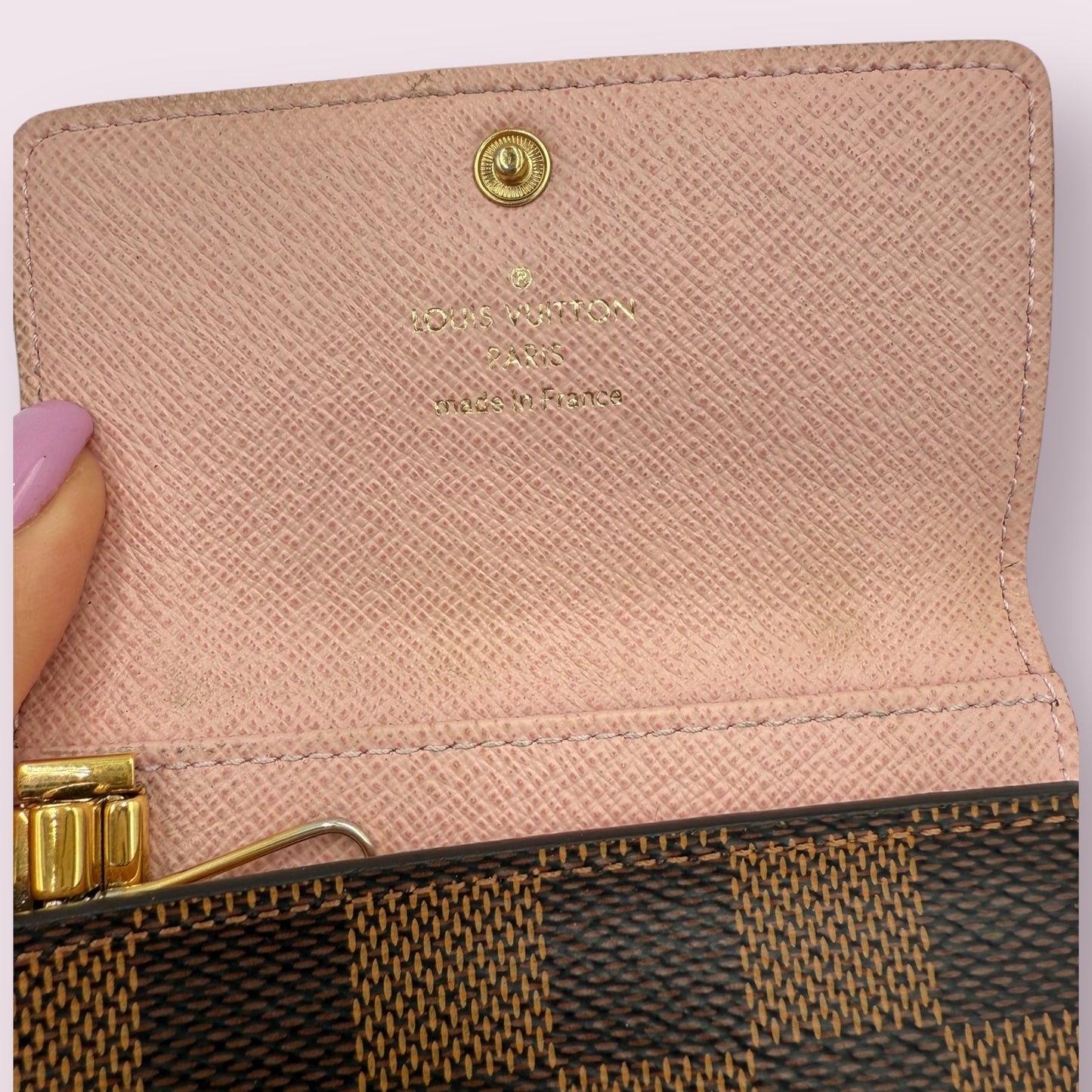 Louis Vuitton Damier Ebene Key holder with Pink Ballerine