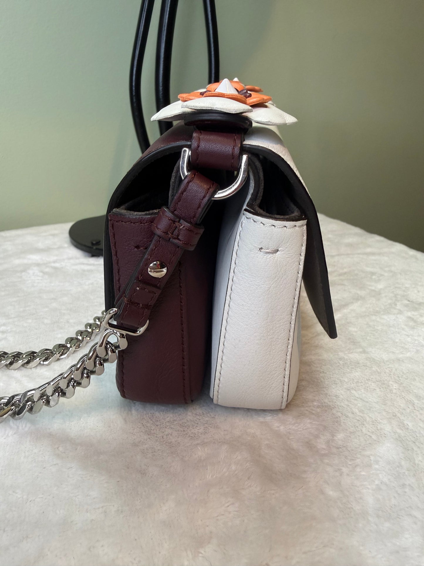 1812. Fendi Maroon and Cream Dippia Micro Baguette