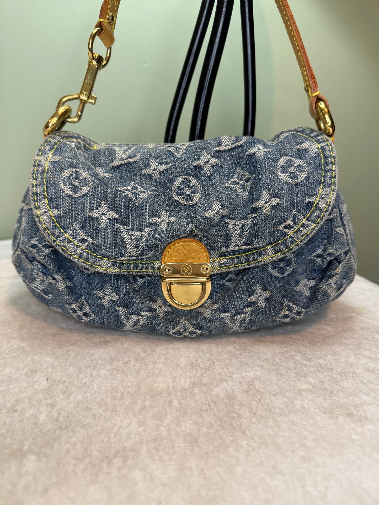 1308. Louis Vuitton Monogram Denim Mini Pleaty Bag