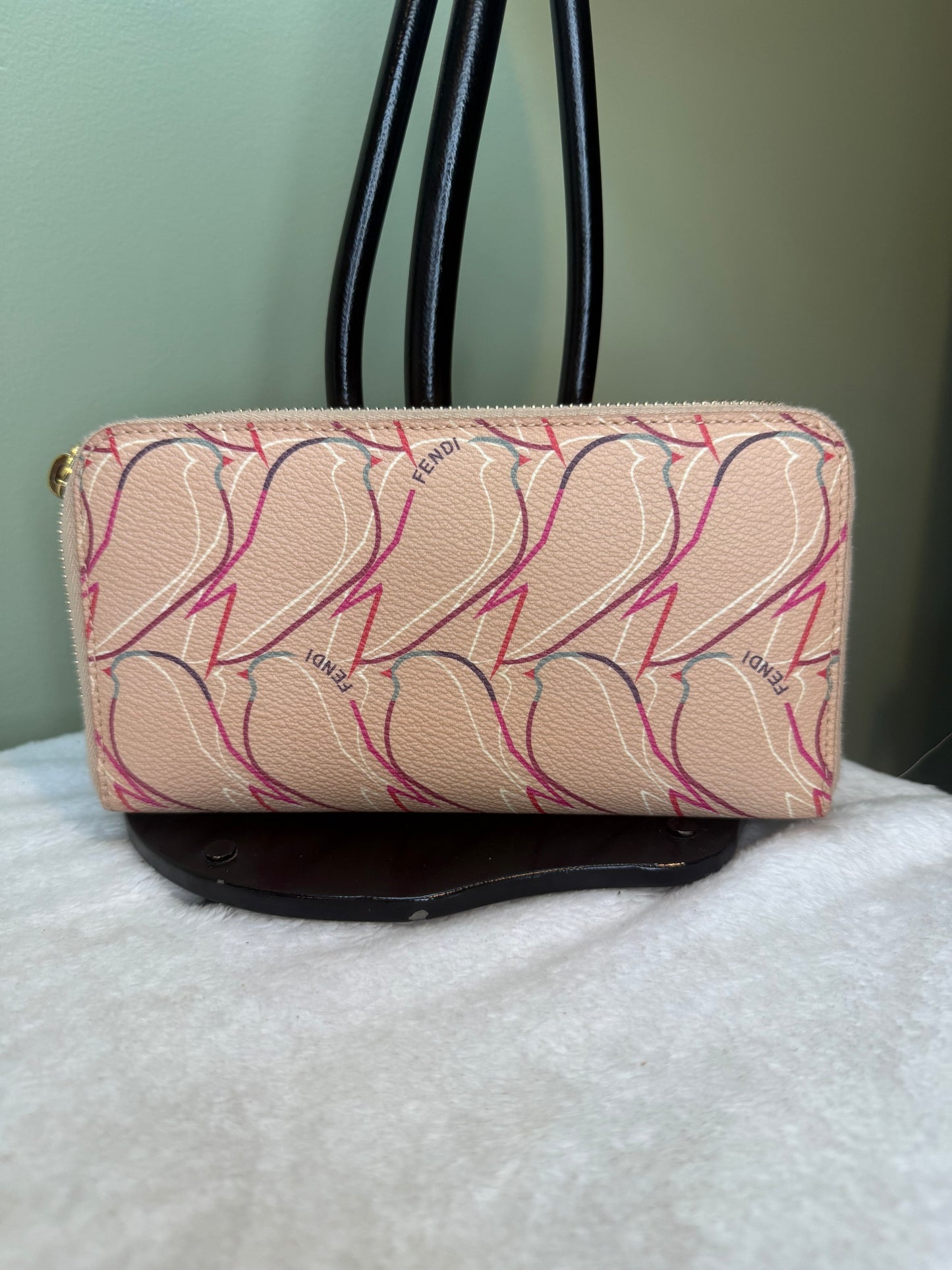 1270. Fendi Pink Vitello Zippy Wallet