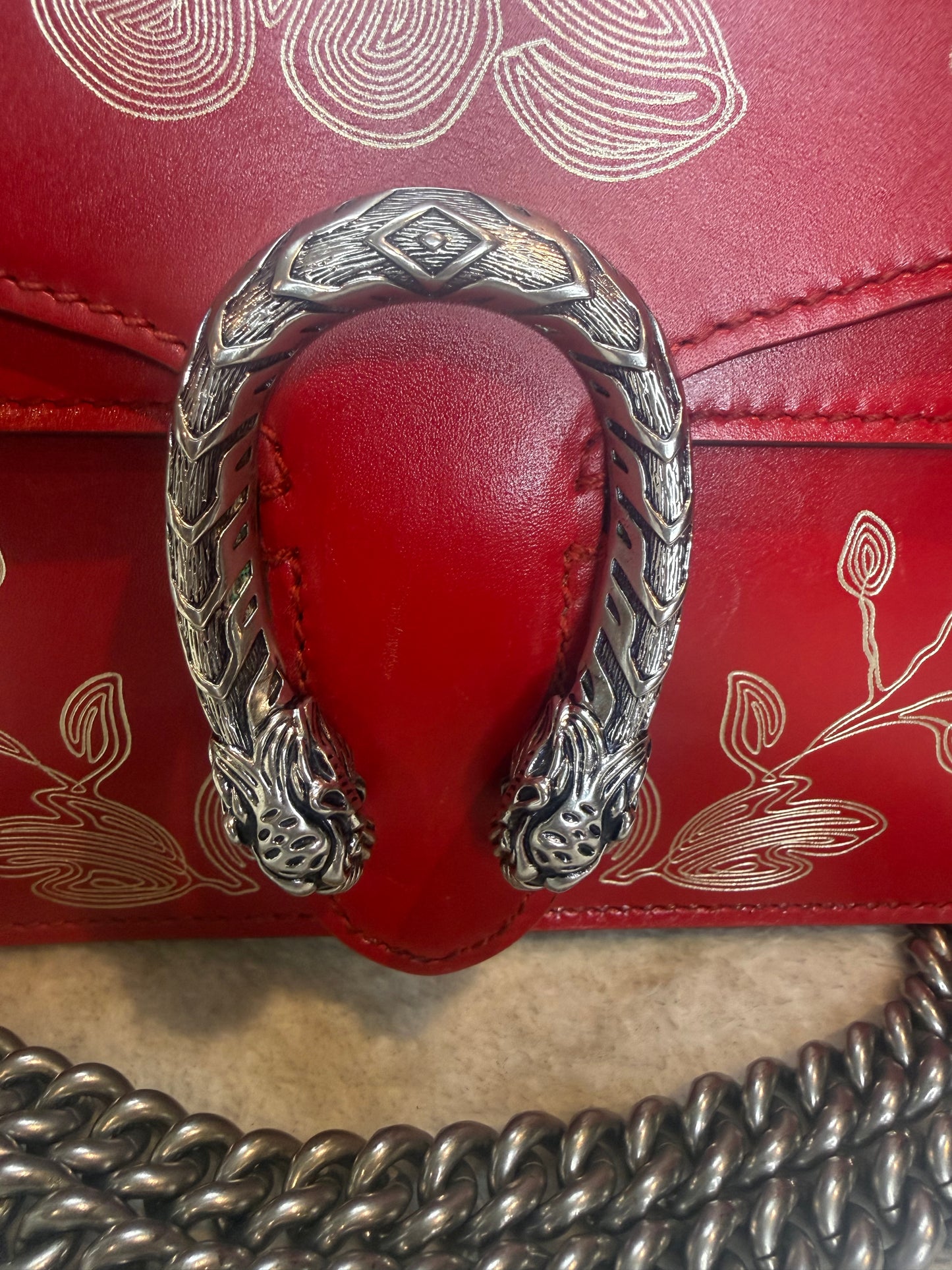 1059. Gucci Red Calfskin Chinese New Year Dionysus Limited Edition