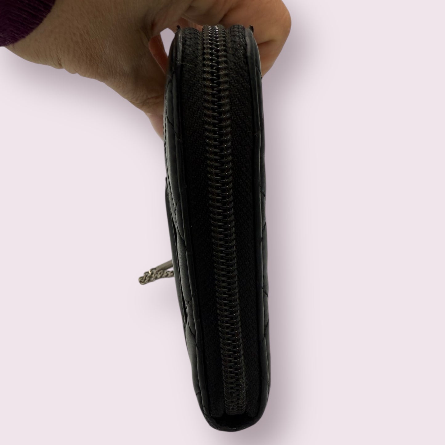 Chanel Cambon Line Zip Around Long wallet with Pink Interior