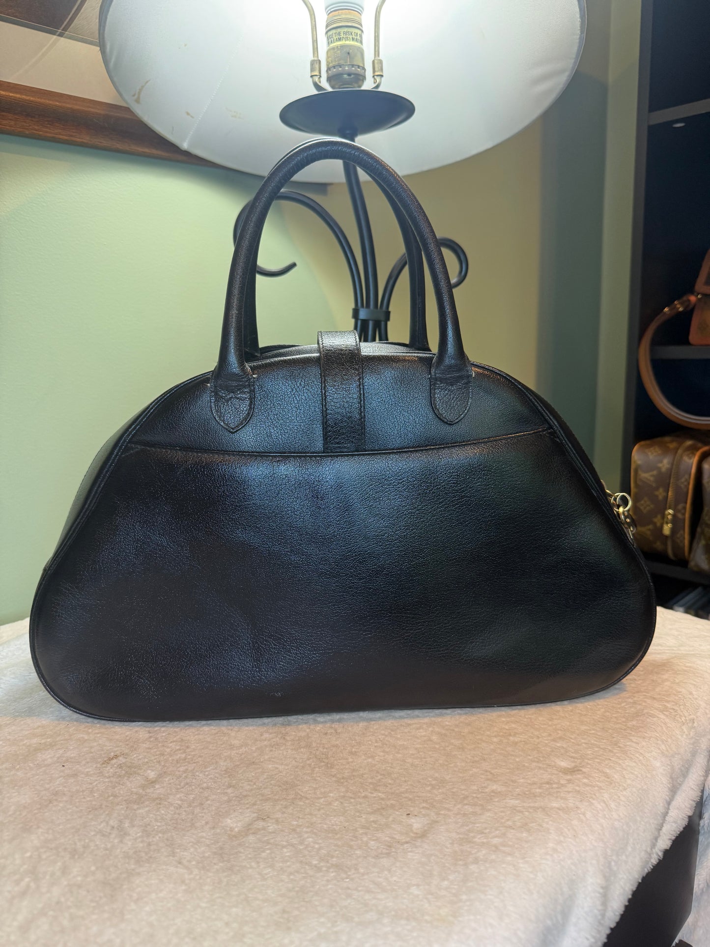 1416. Christian Dior Black Calfskin Double Saddle Bag