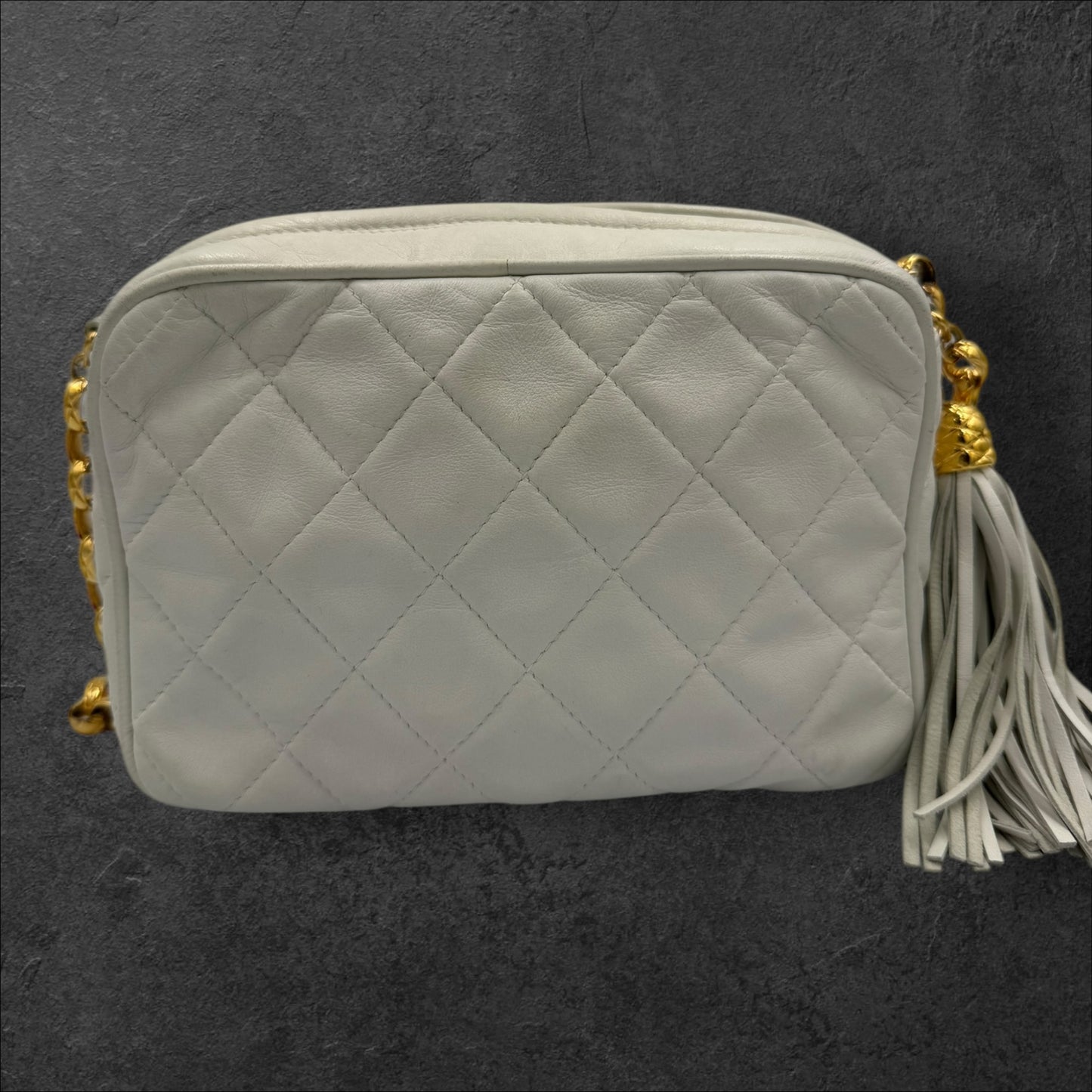 307. Chanel Lambskin Quilted Camera Tassel Bag with Gold-plated Hardware