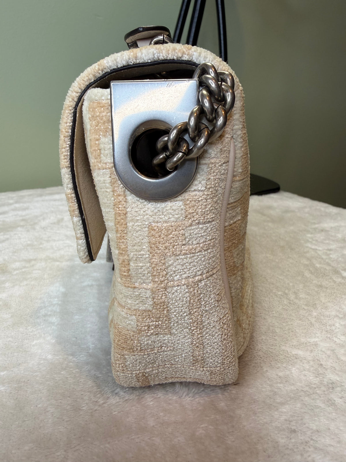 1999. Fendi Cream and Neutral Zucca FF Baguette