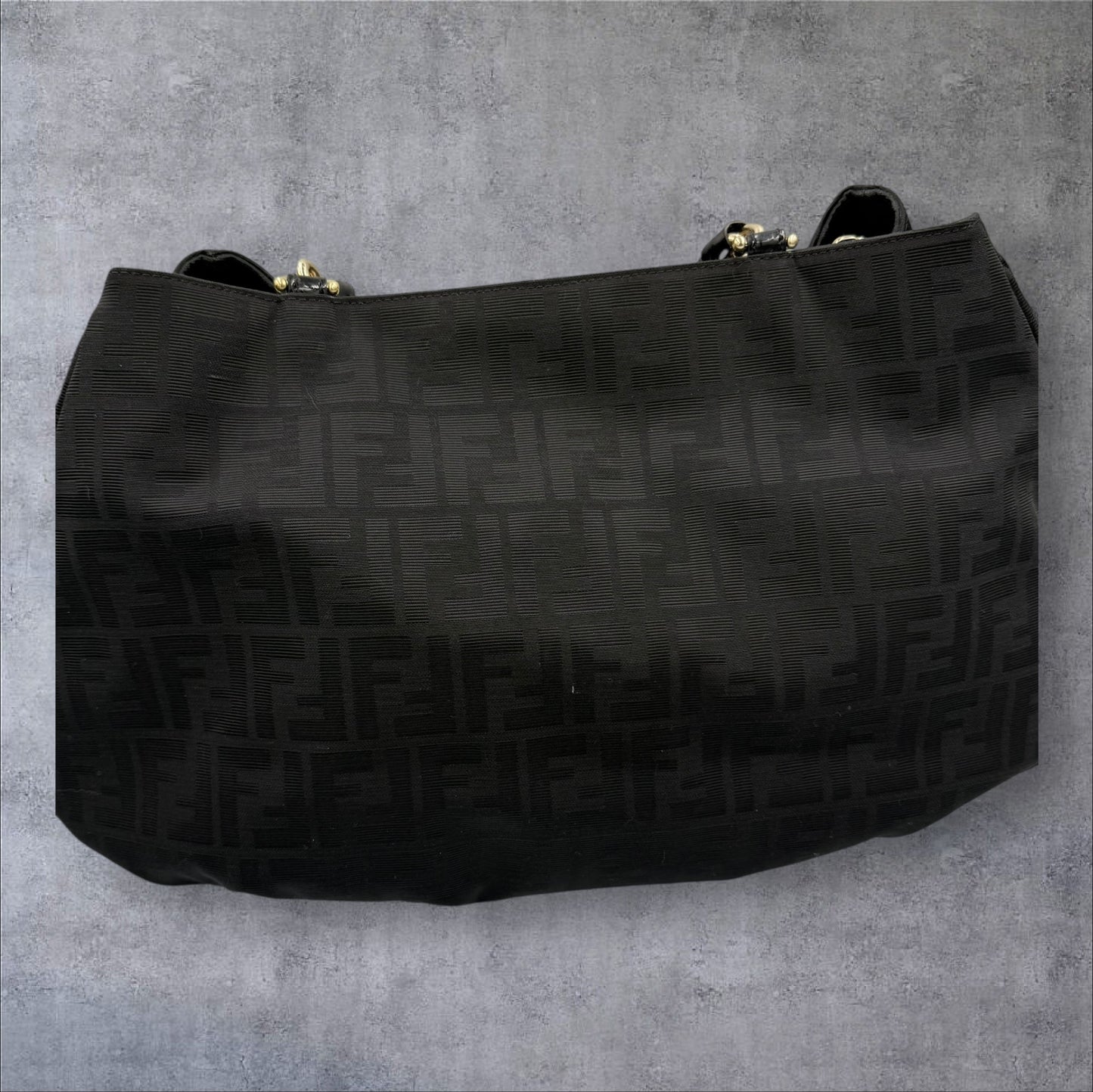 273. Fendi Large Zucca Black Canvas Monogram Mia Shoulder Bag