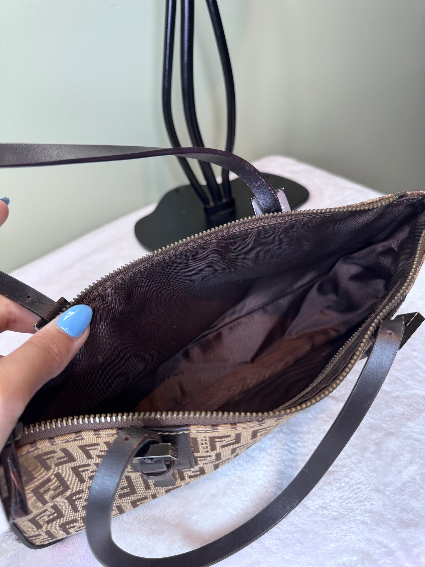 1707. Fendi Zucchino Canvas Baguette Tote