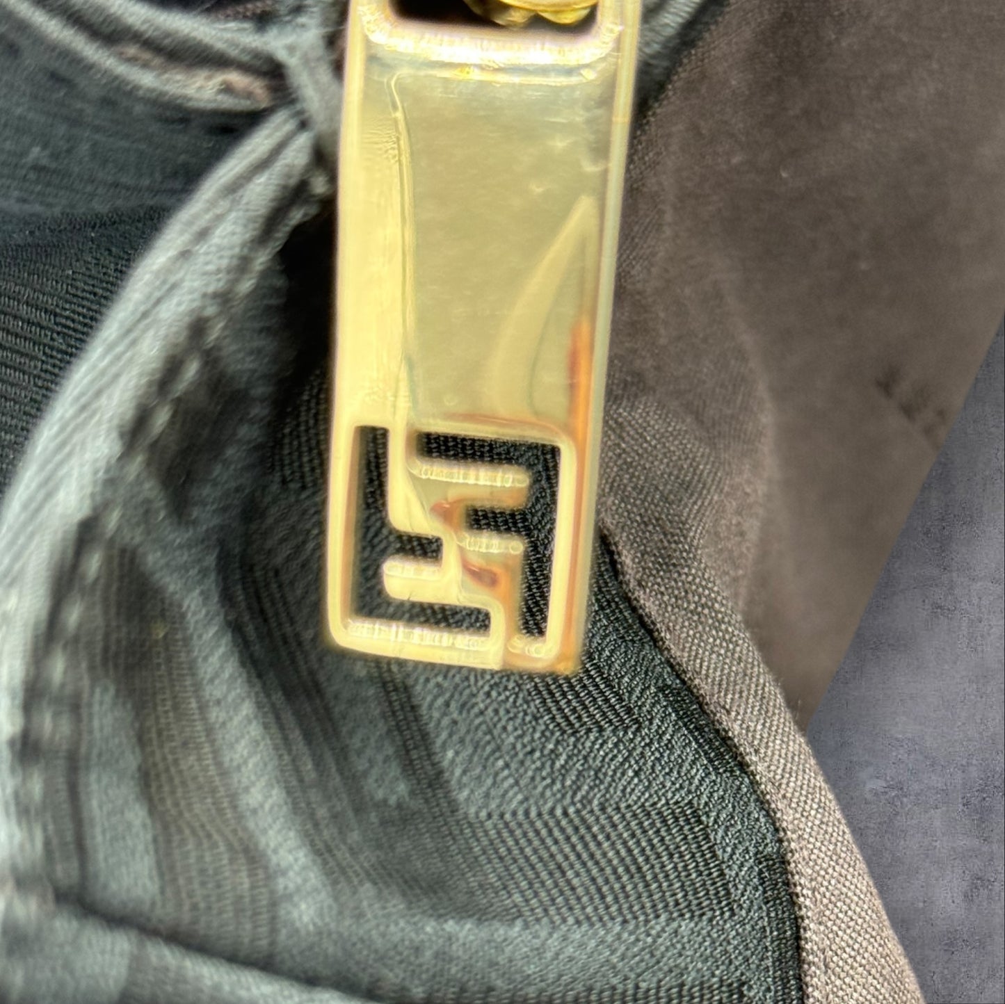 273. Fendi Large Zucca Black Canvas Monogram Mia Shoulder Bag