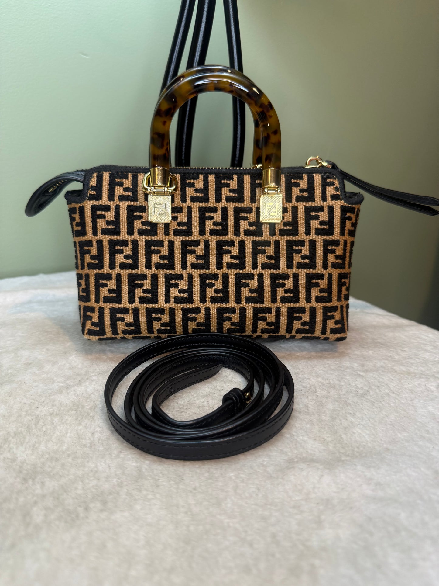 1358. Fendi By The Way Mini Handbag in Natural Raffia