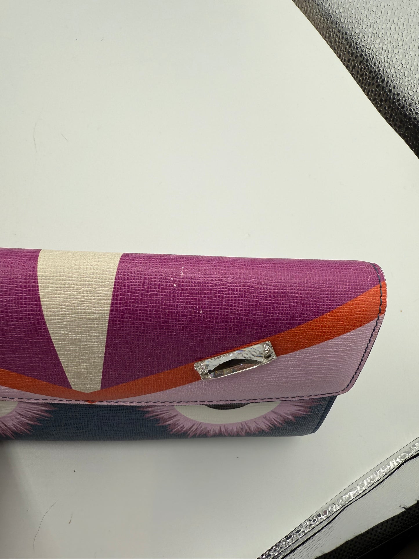335. Fendi Multicolor Monster Eyes Continental Long Wallet