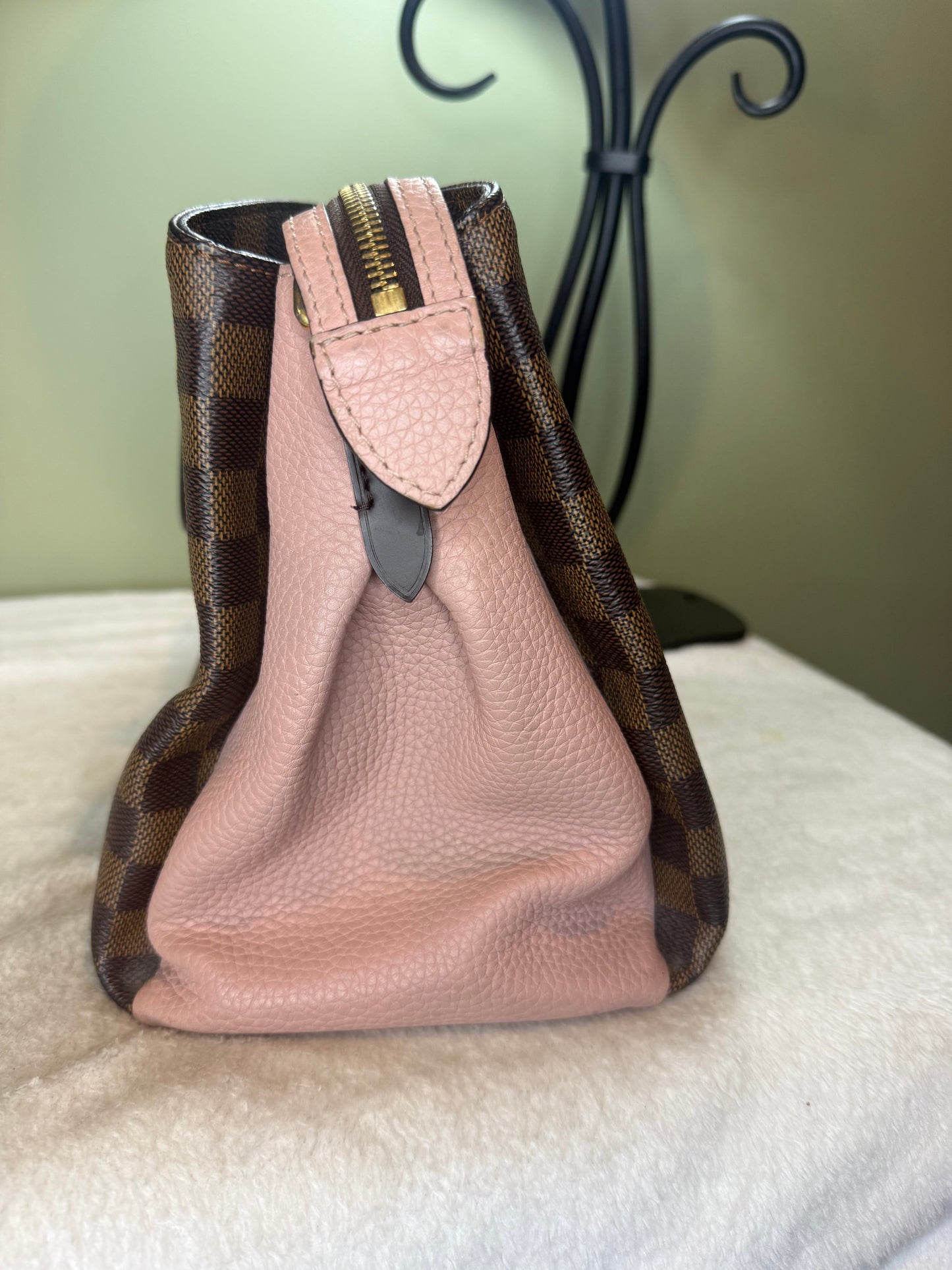 1247. Louis Vuitton Damier Ebene Normandy with Rose Ballerine Pink