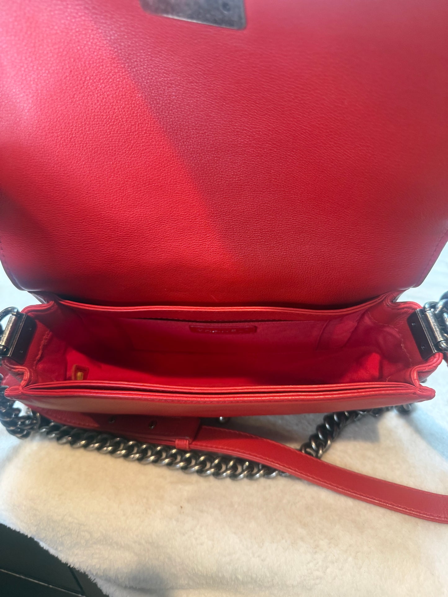 1088. Chanel Red Boy Reversal Flap Bag