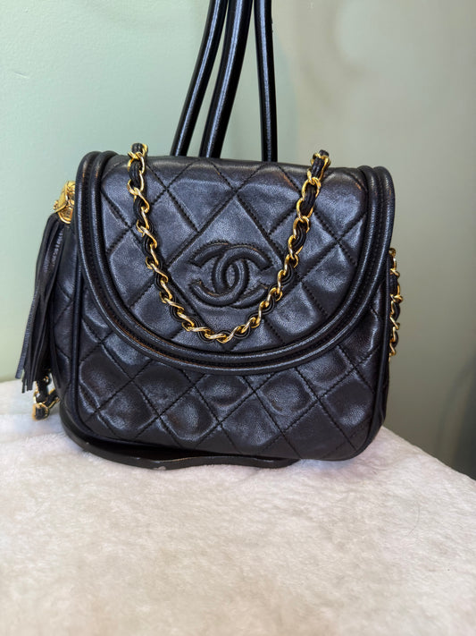 2113. Chanel Vintage Small CC Tassel Flap Bag