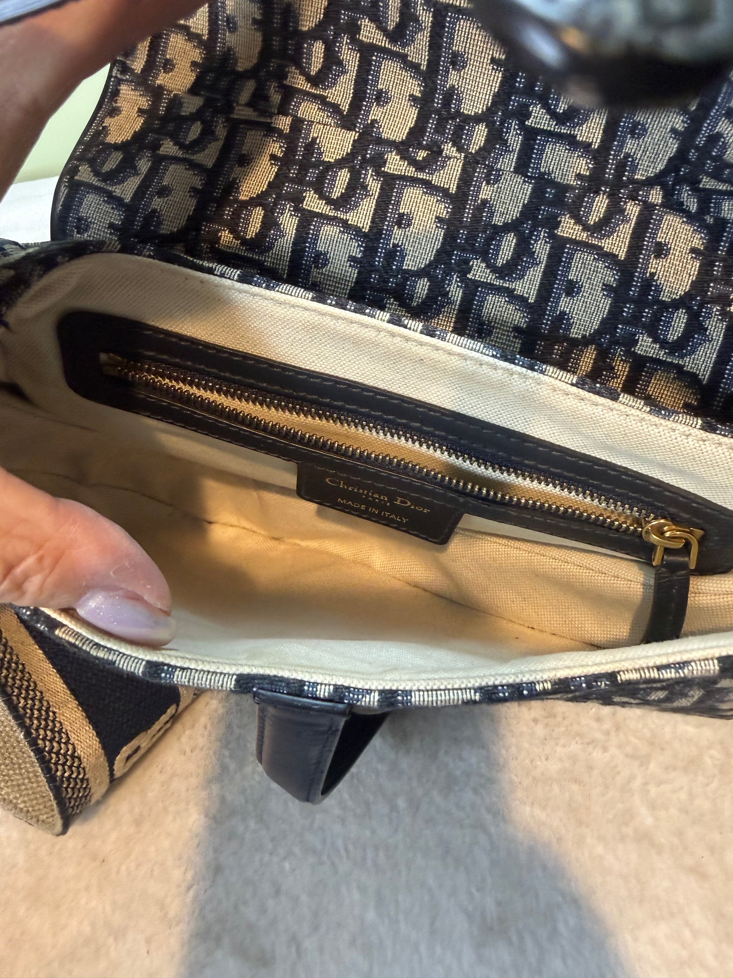 1185. Christian Dior Oblique Jacquard Saddle Bag