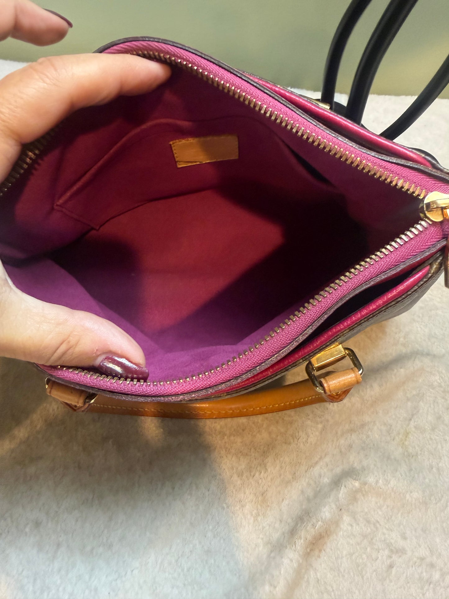 1684. Louis Vuitton Monogram Pallas BB with Fuchsia
