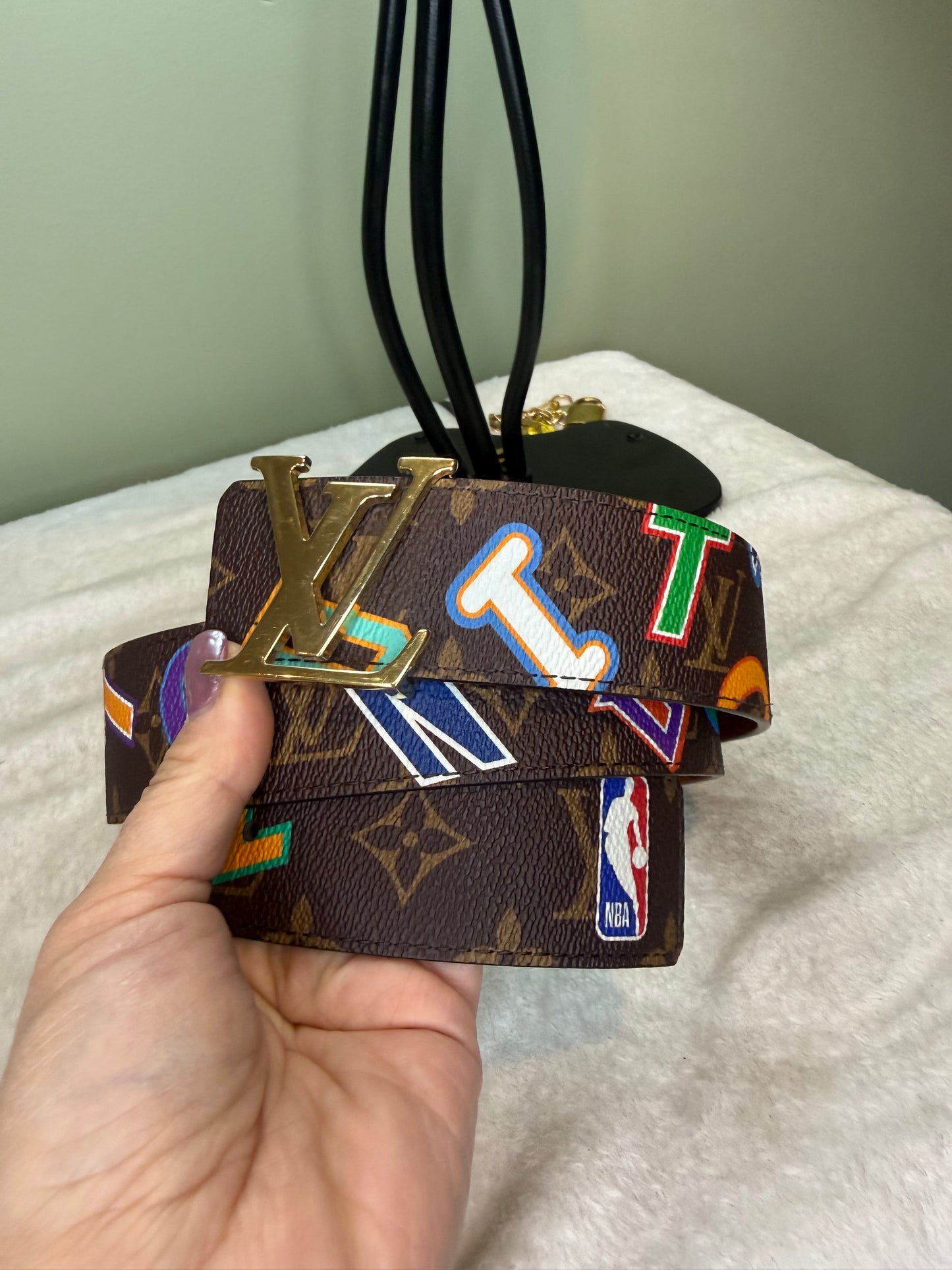 1065. Louis Vuitton X NBA LV Initiales Reversible Belt 85/34