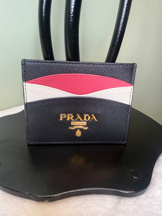 2100. Prada Black, Pink and White Card Wallet