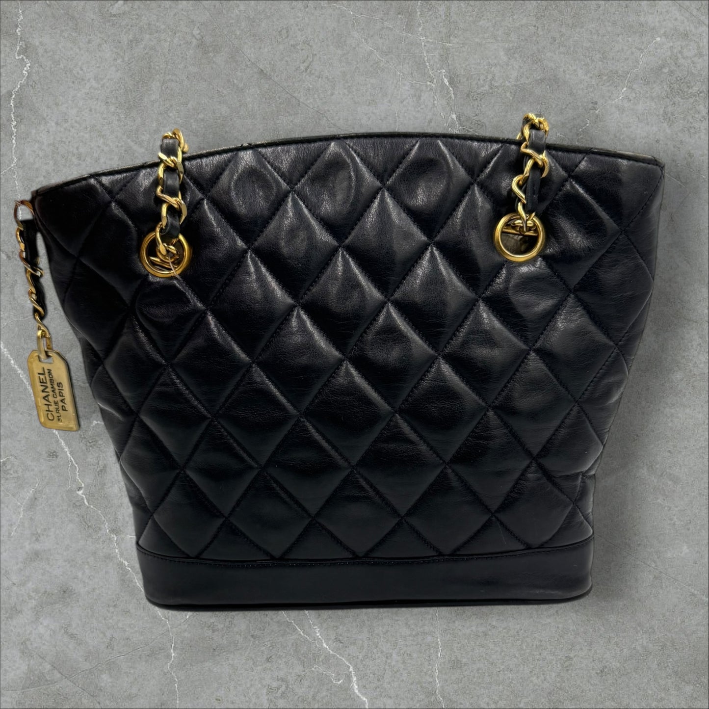 376. Chanel Navy Lambskin Vintage Shoulder Bag