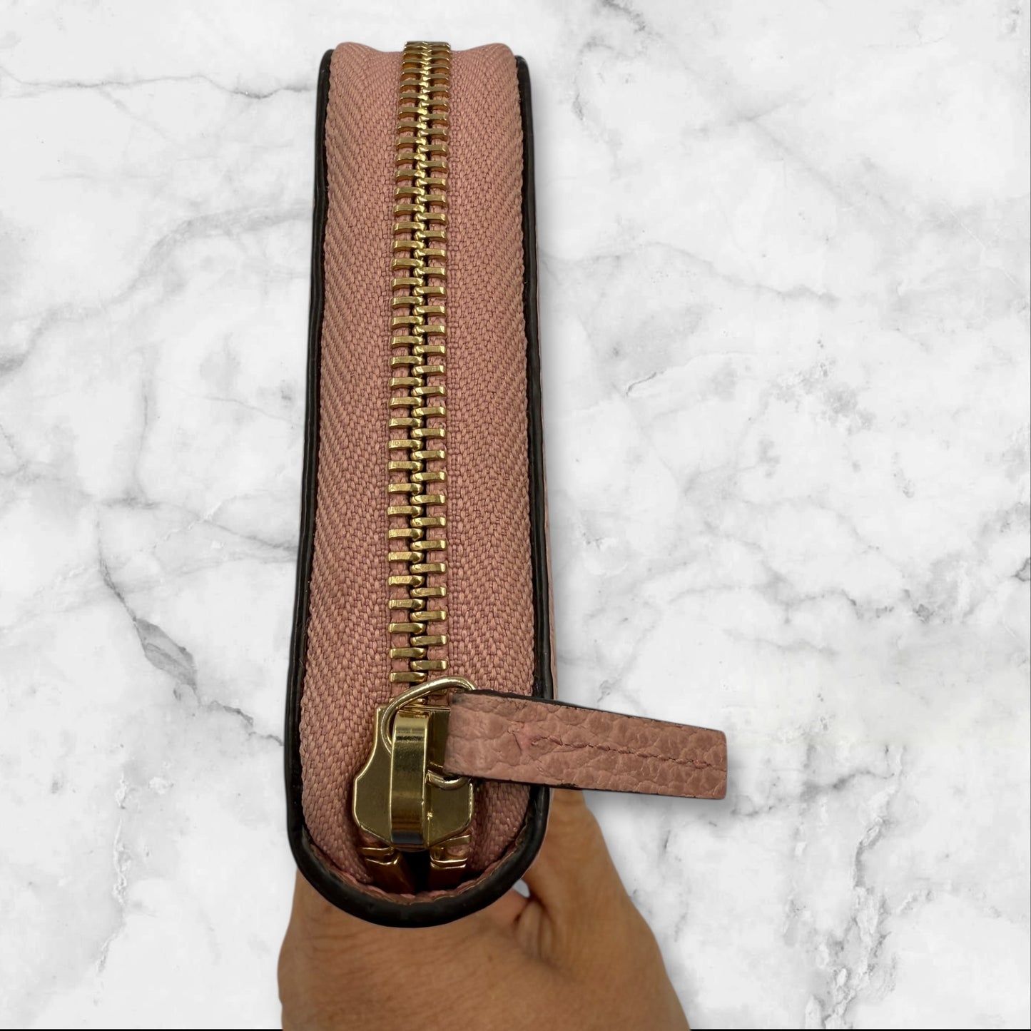 266. Gucci Petit Marmont Leather Light pink Long zippy wallet