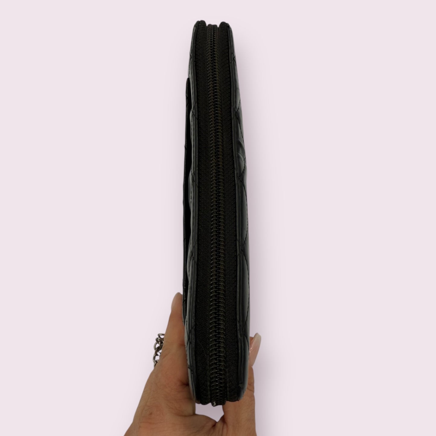 Chanel Cambon Line Zip Around Long wallet with Pink Interior