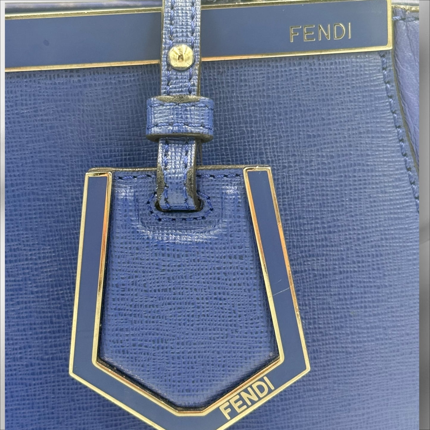 321. Fendi Blue Leather Petite Sac 2jours Elite Top Handle