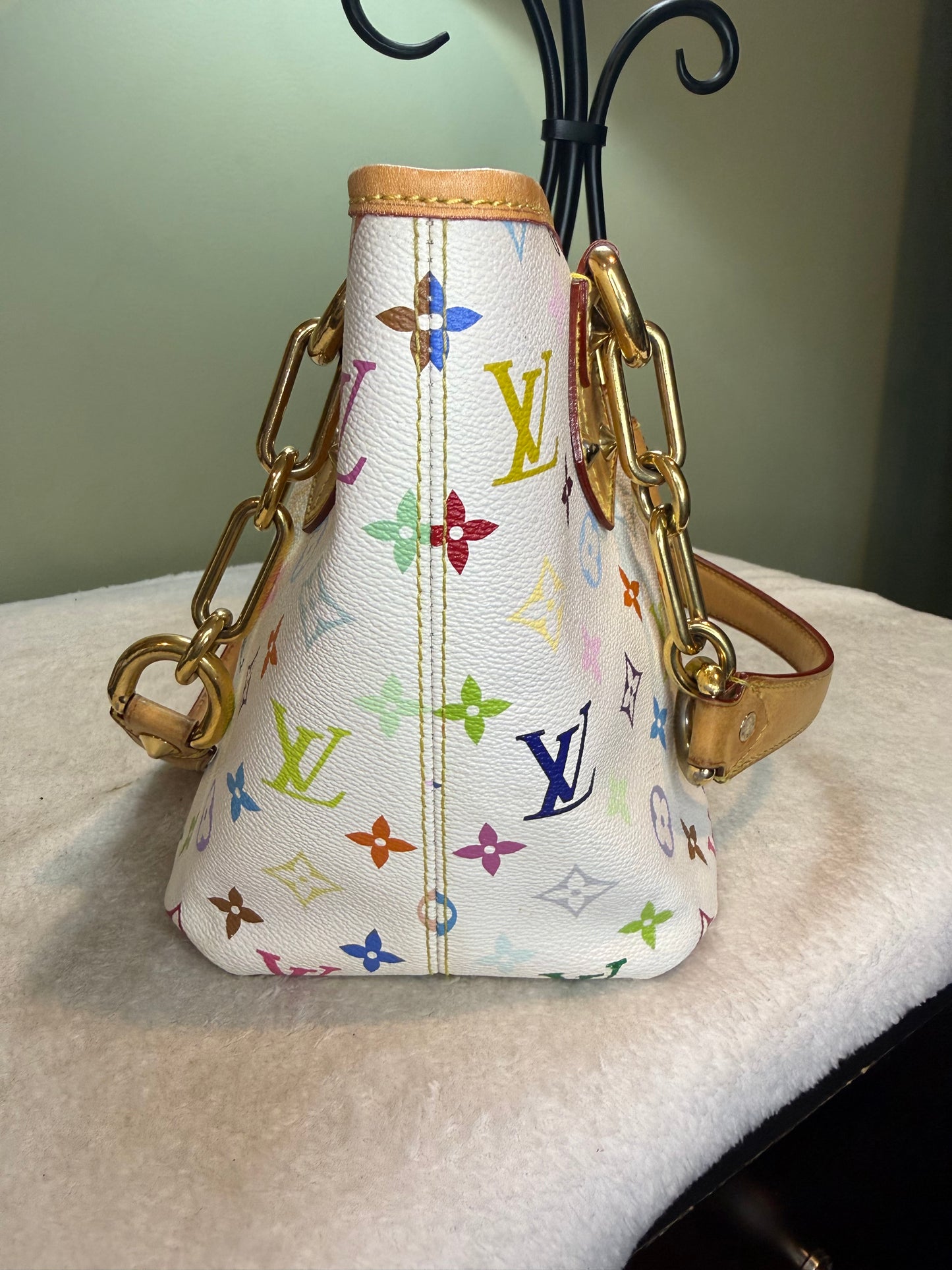 1275. Louis Vuitton White Multicolor Annie MM Shoulder Bag