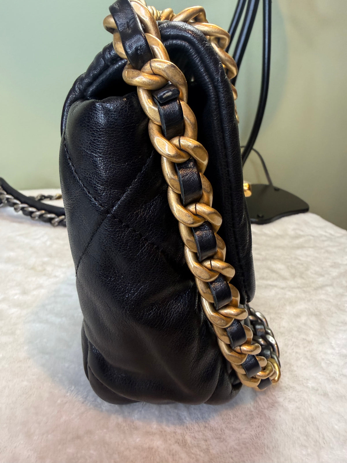 2042. Chanel Black Medium 19 Flap Bag