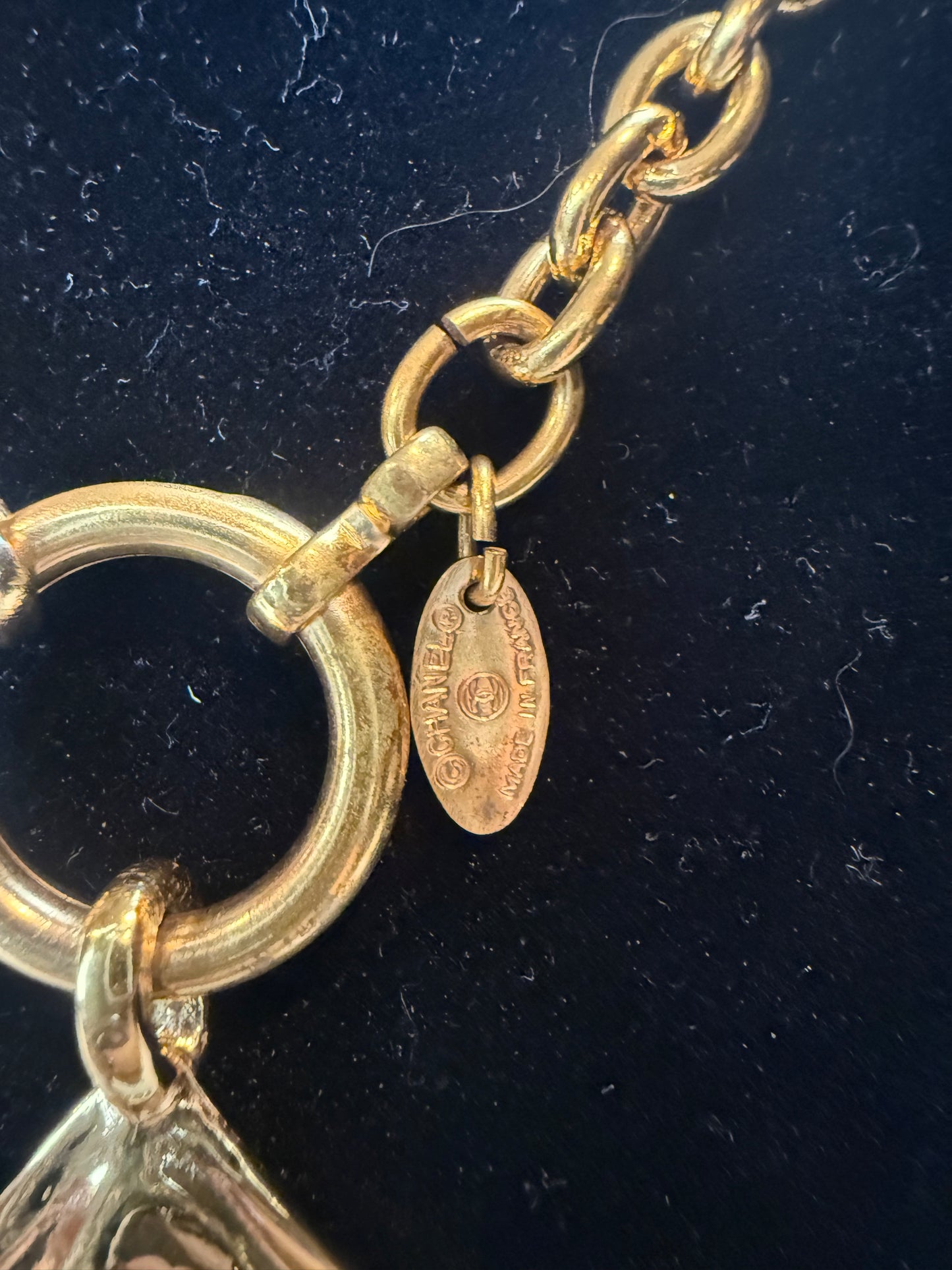 1304. Chanel Vintage Gold Plated Necklace with diamond CC pendant